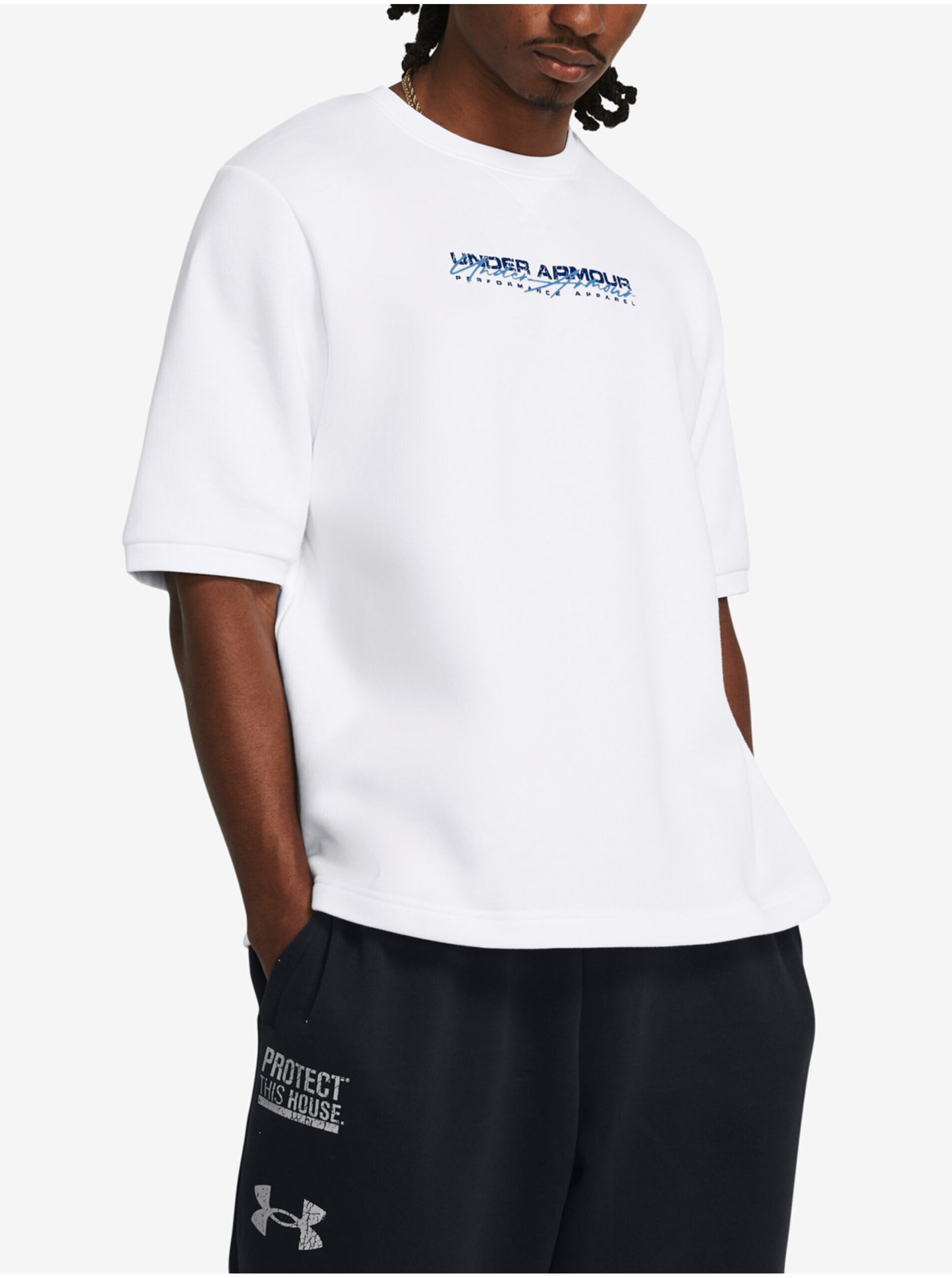 E-shop Biele pánske tričko Under Armour UA Essential Flc OS SS Crew