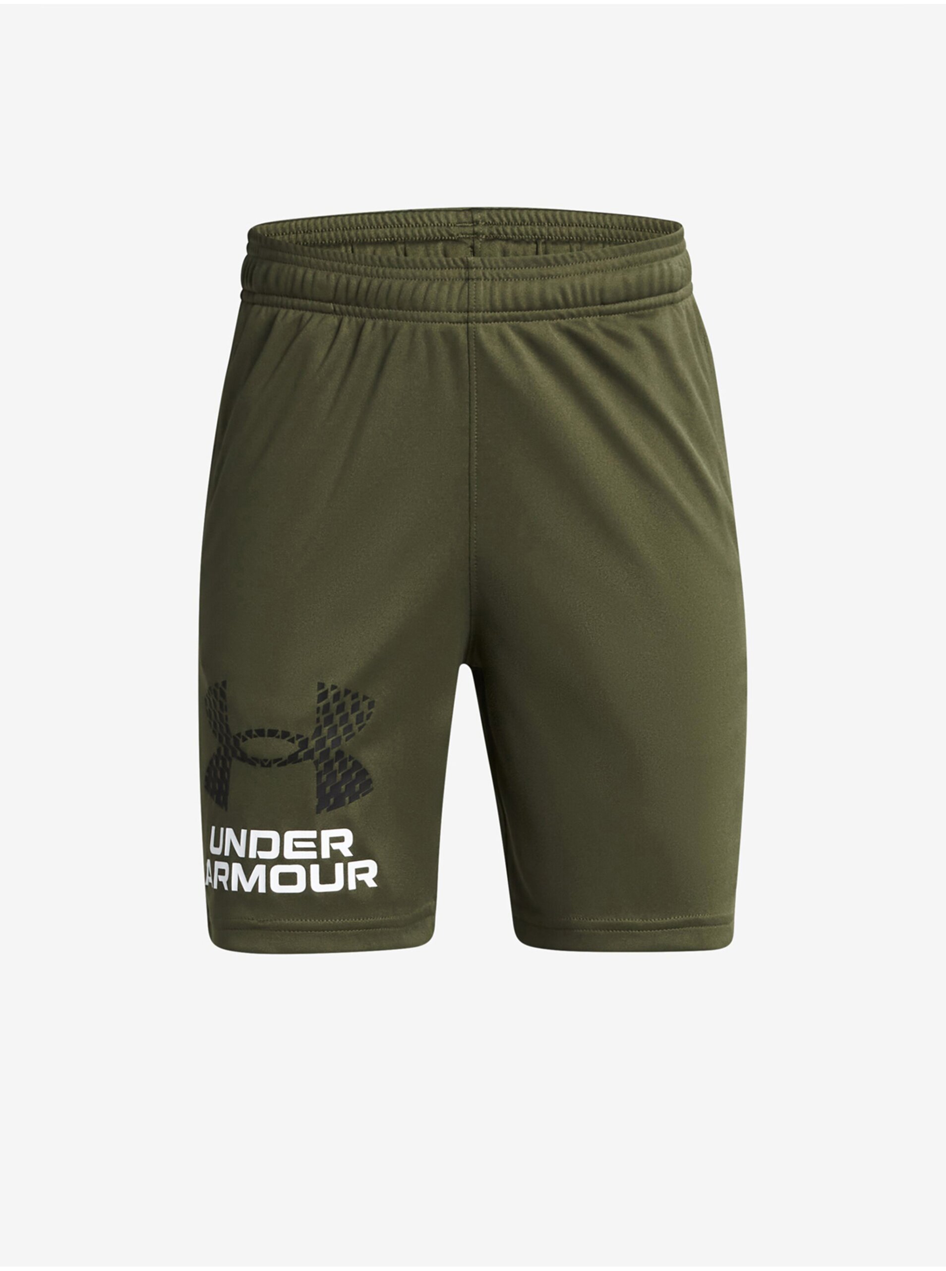 Levně Khaki klučičí sportovní kraťasy Under Armour UA Tech Logo Shorts
