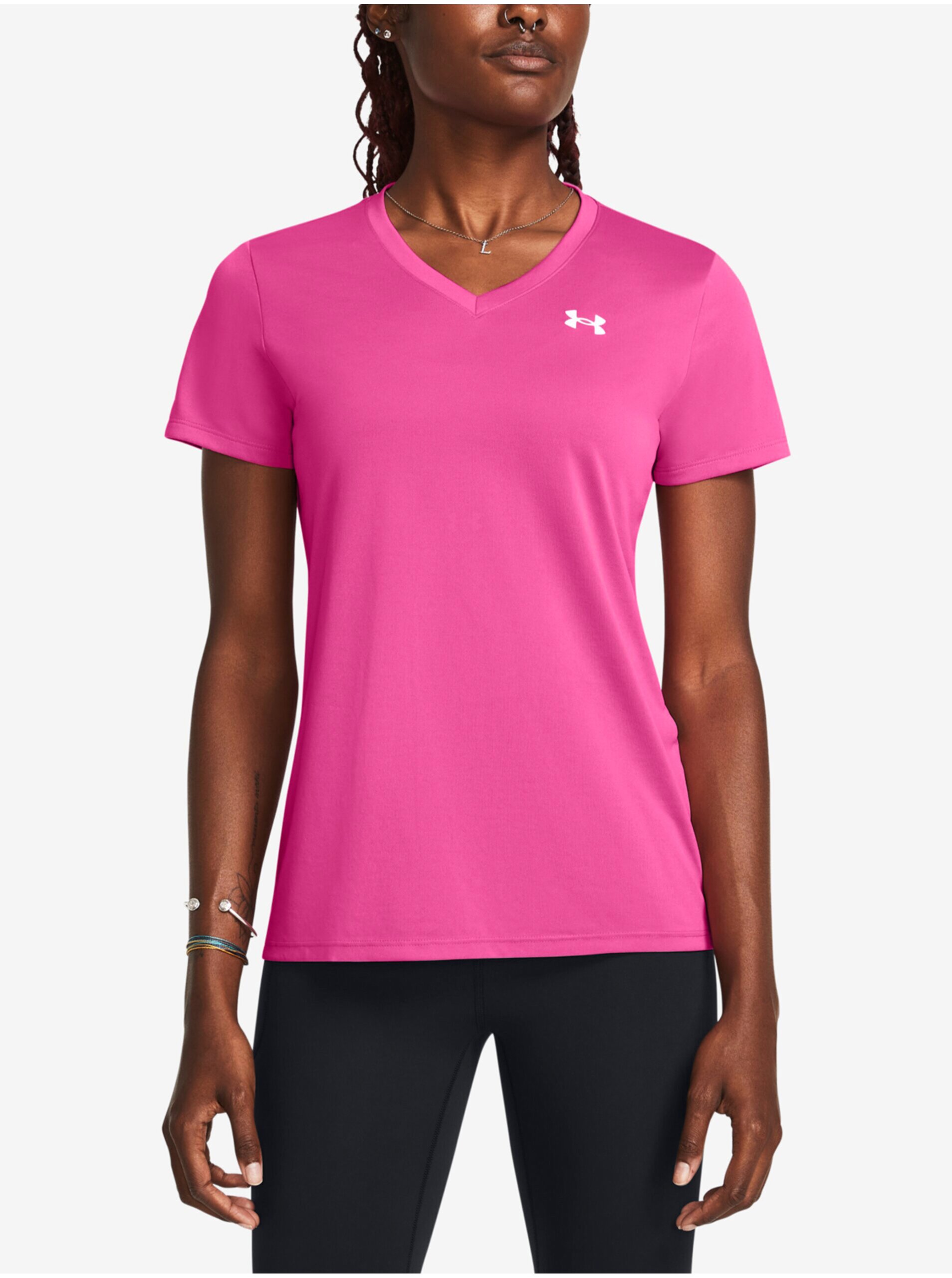 E-shop Růžové dámské tričko Under Armour Tech SSV- Solid