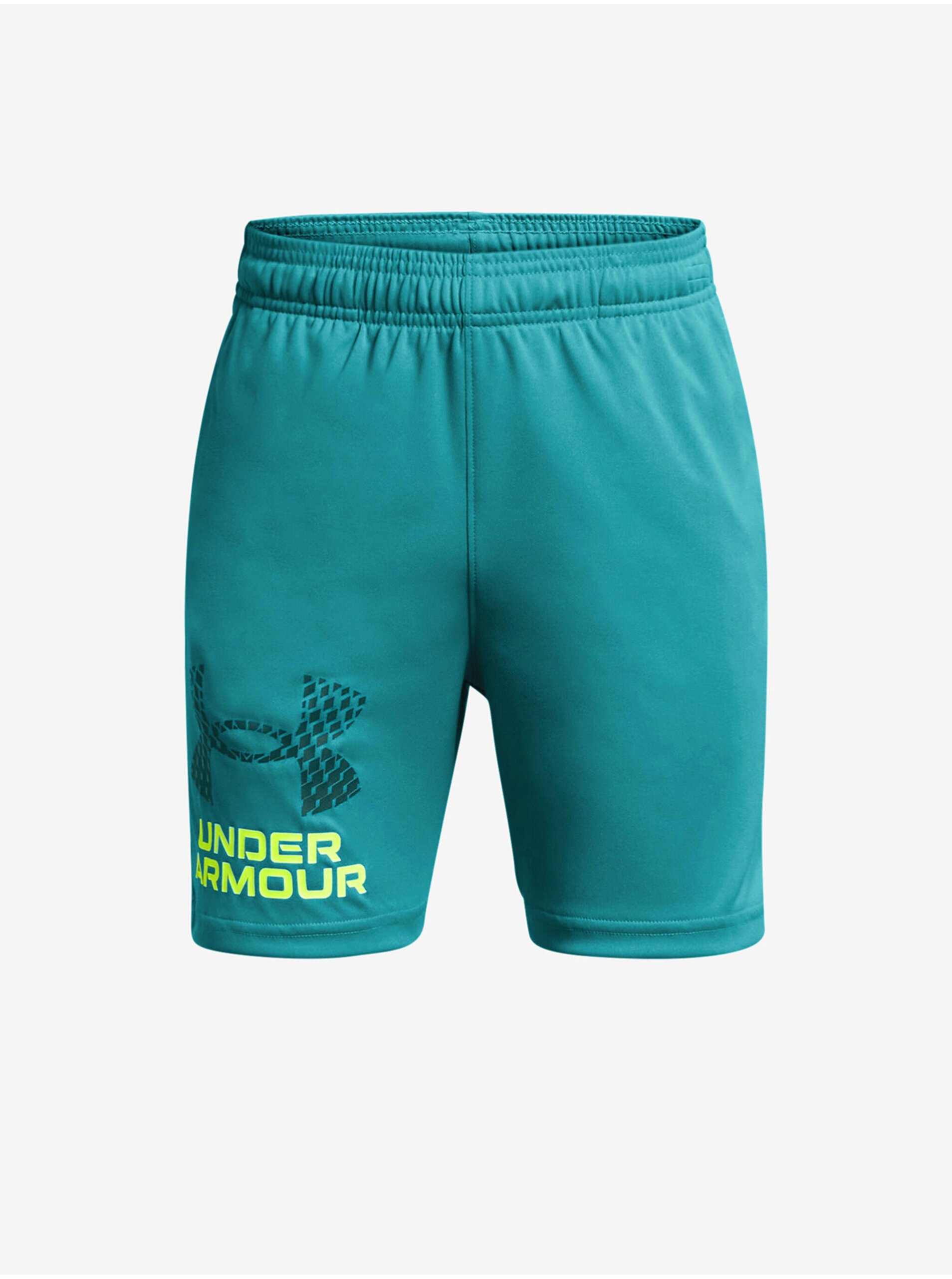 Levně Petrolejové klučičí sportovní kraťasy Under Armour UA Tech Logo Shorts