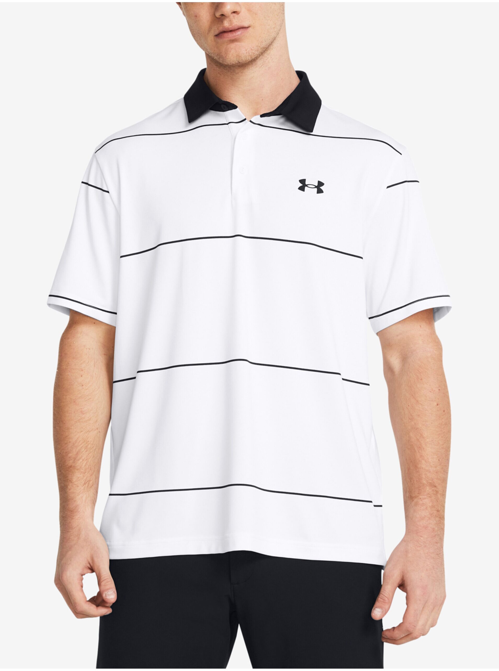 Levně Bílé pánské polo tričko Under Armour UA Playoff 3.0 Stripe Polo