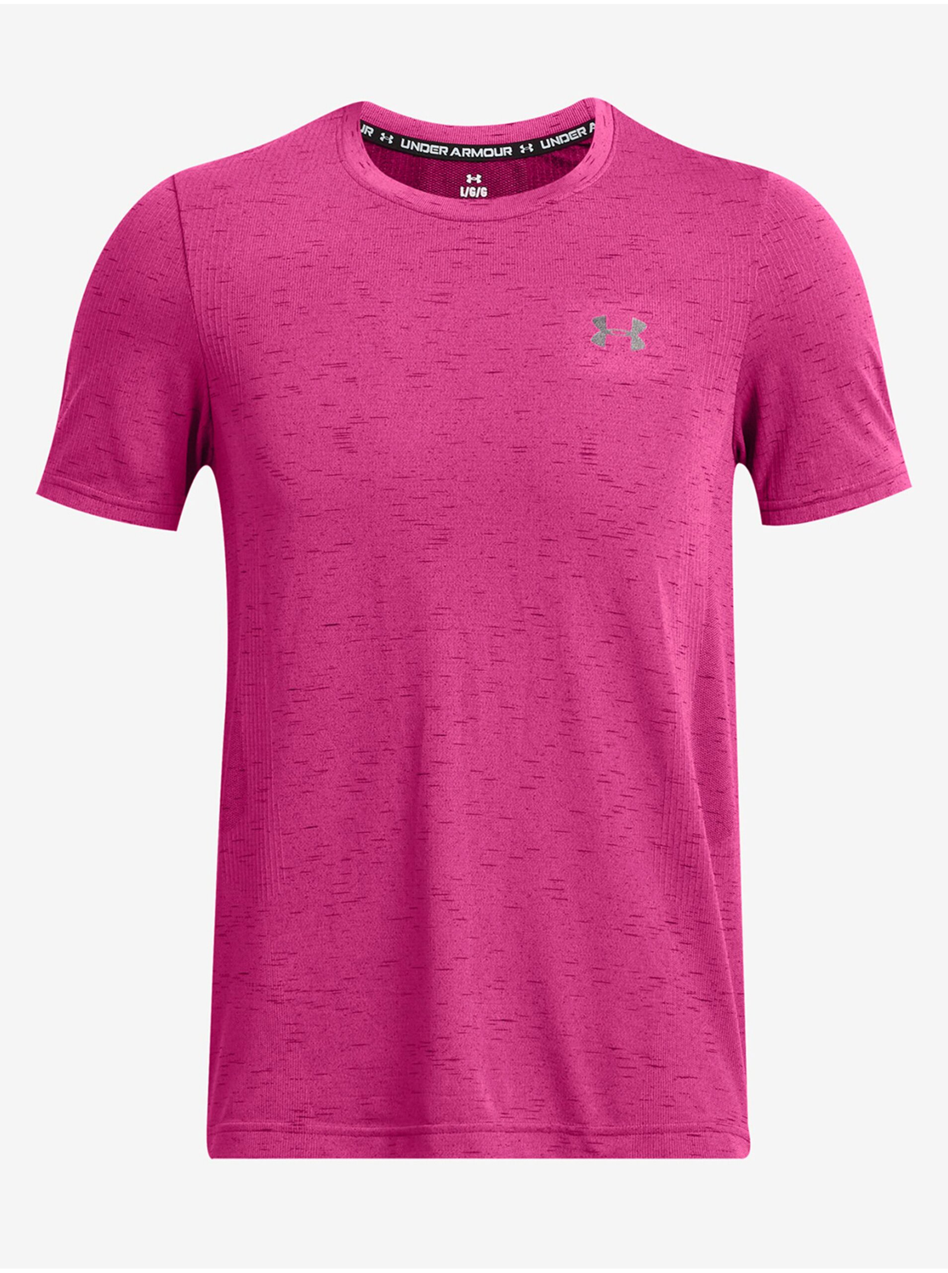 Levně Tmavě růžové pánské sportovní tričko Under Armour Vanish Seamless SS