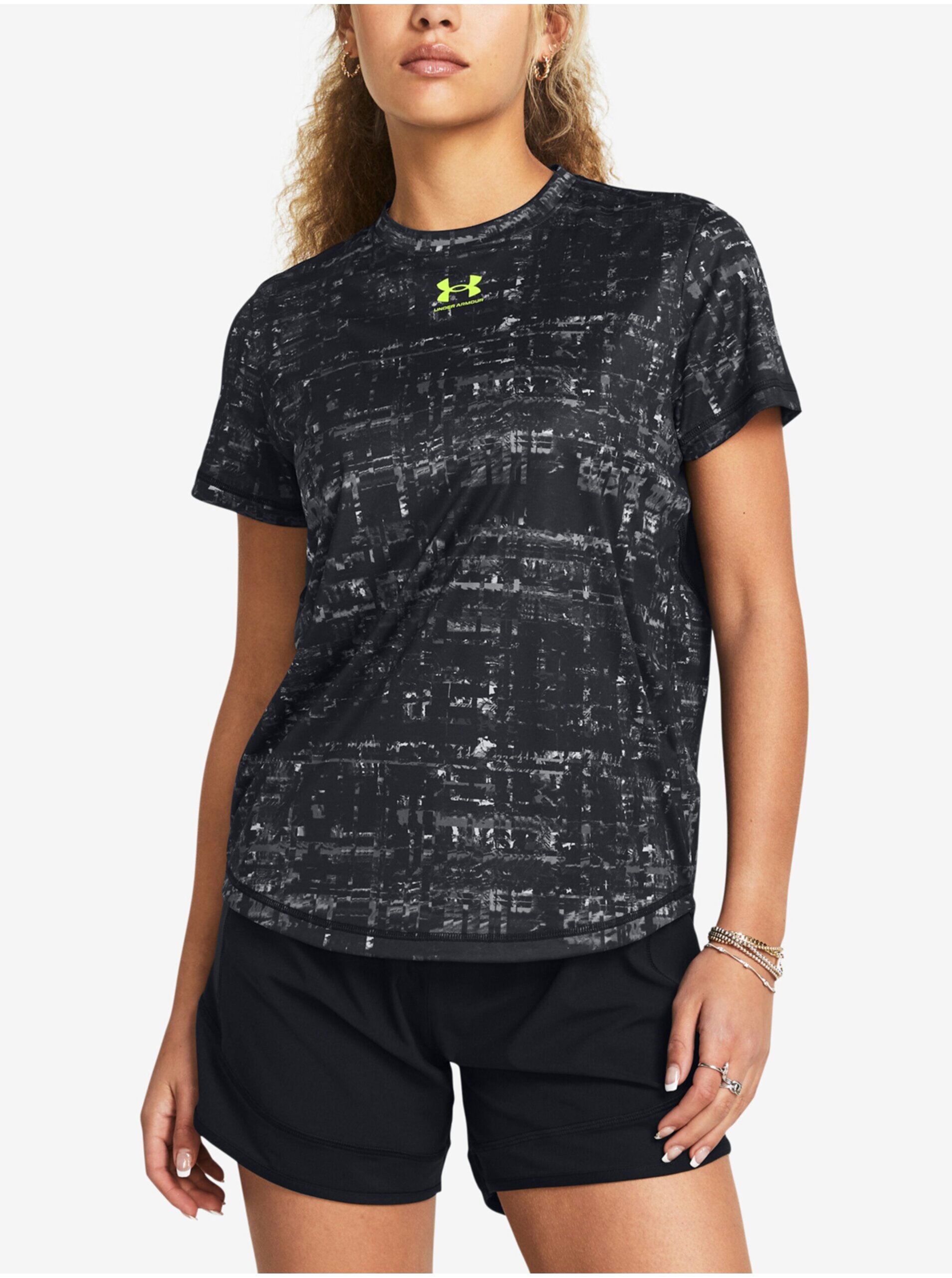 Lacno Čierne dámske vzorované tričko Under Armour UA W's Ch. Pre Train SS Print