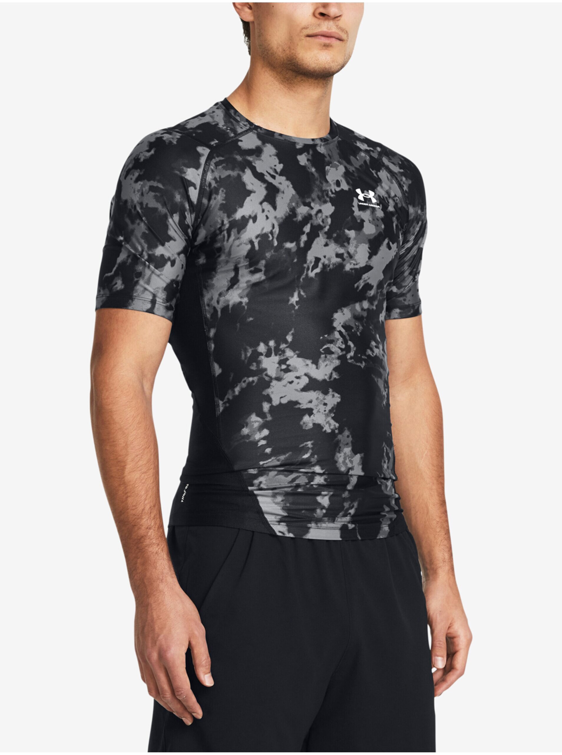 Lacno Čierne pánske vzorované tričko Under Armour UA HG Iso-Chill Prtd SS