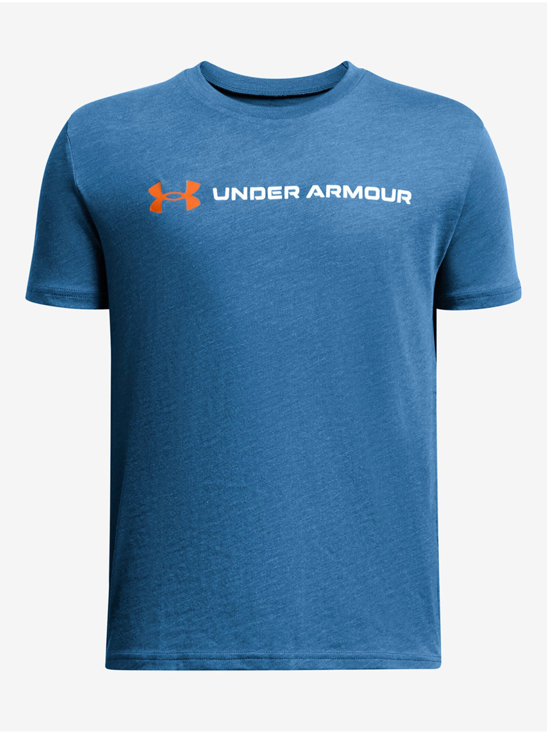 Levně Modré klučičí tričko Under Armour UA B LOGO WORDMARK SS