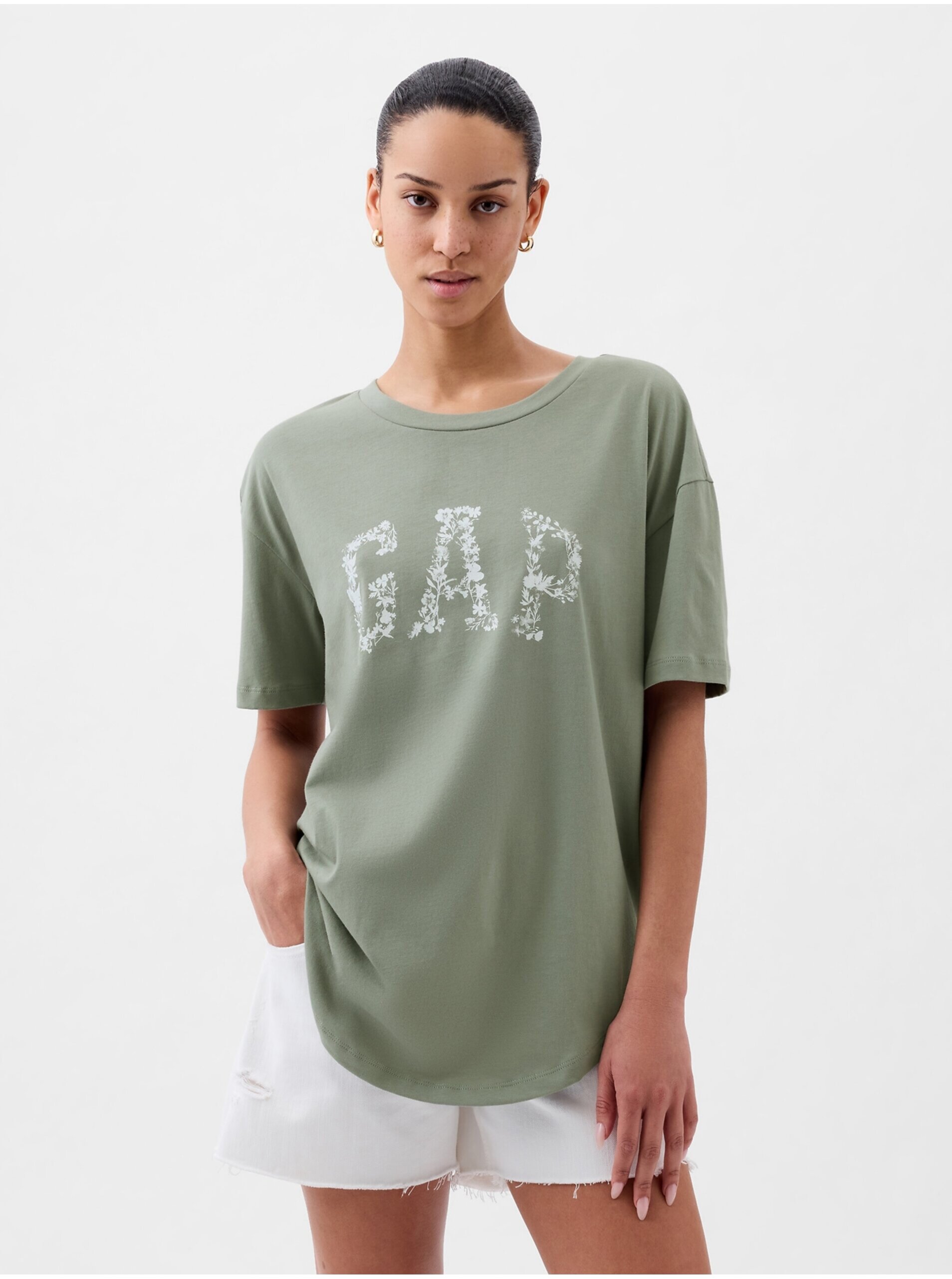 Levně Zelené dámské tričko s logem GAP