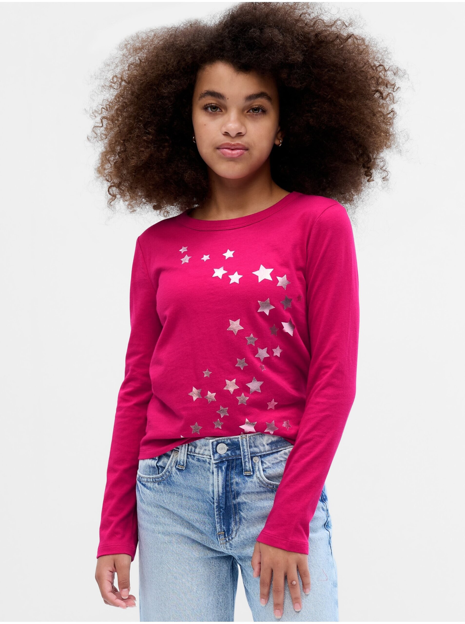 Levně Tmavě růžové holčičí tričko GAP