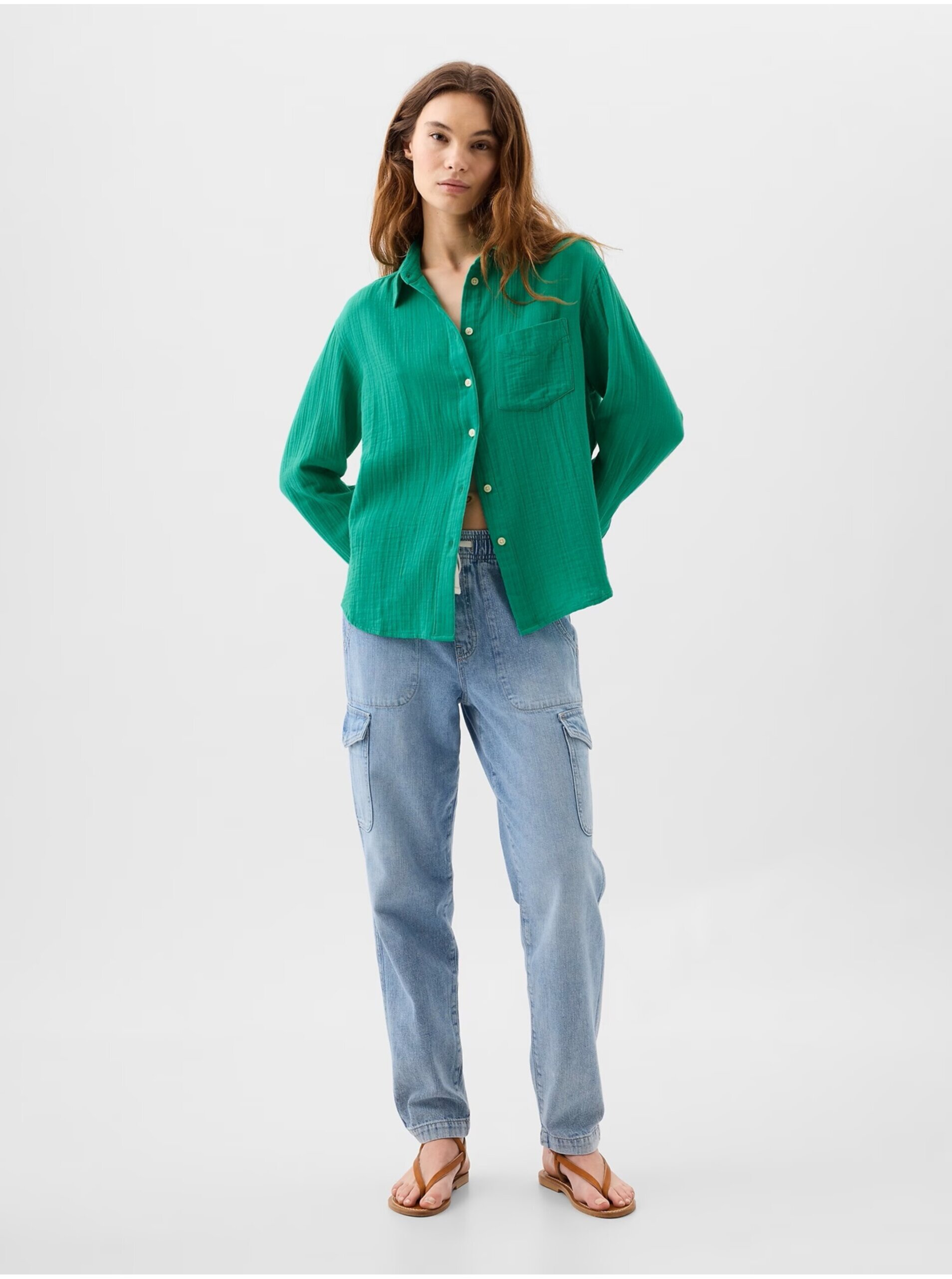 E-shop Zelená dámská košile GAP