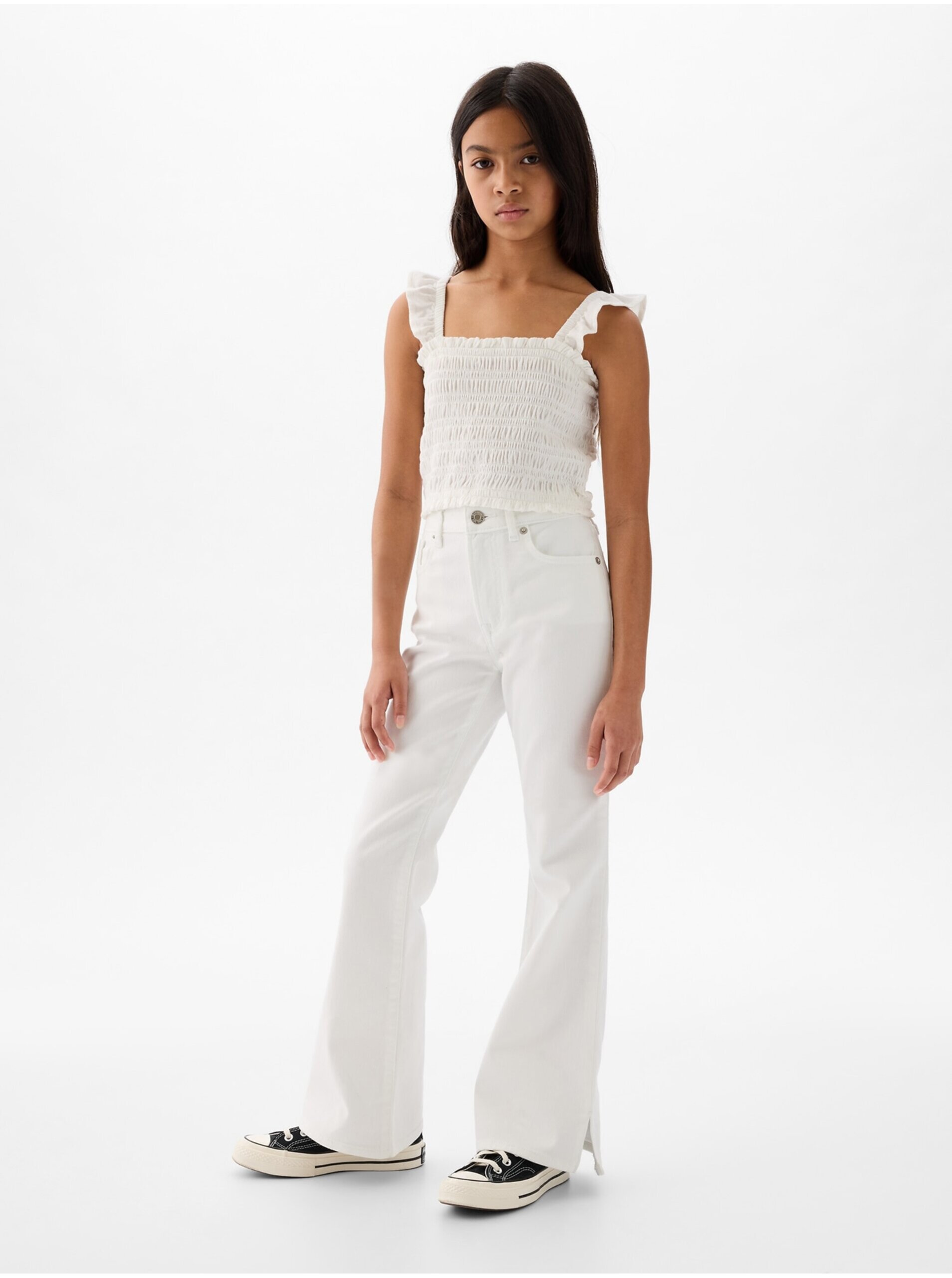 E-shop Biele dievčenskú flare fit džínsy GAP
