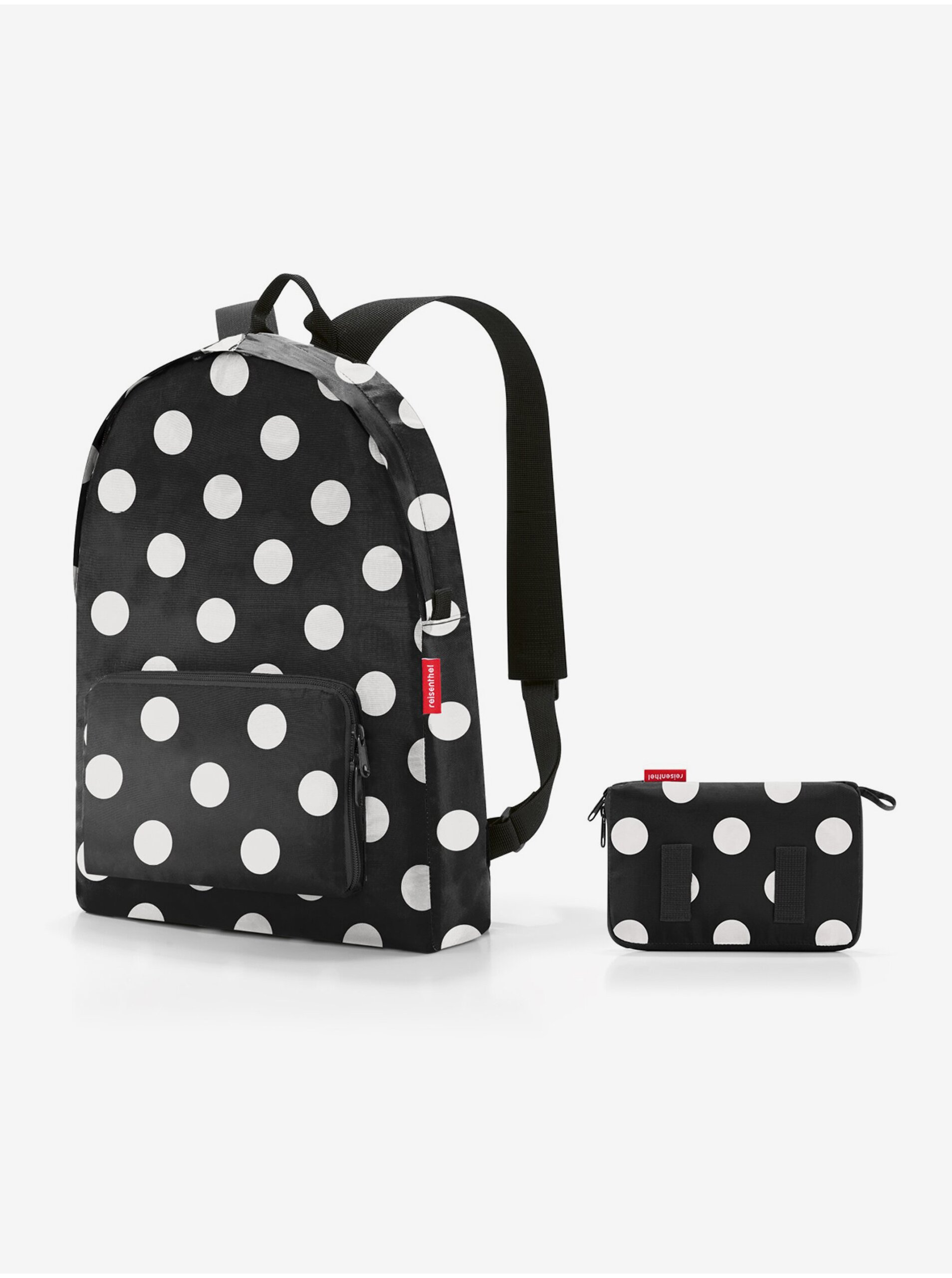 Levně Černý puntíkovaný batoh Reisenthel Mini Maxi Rucksack Dots White