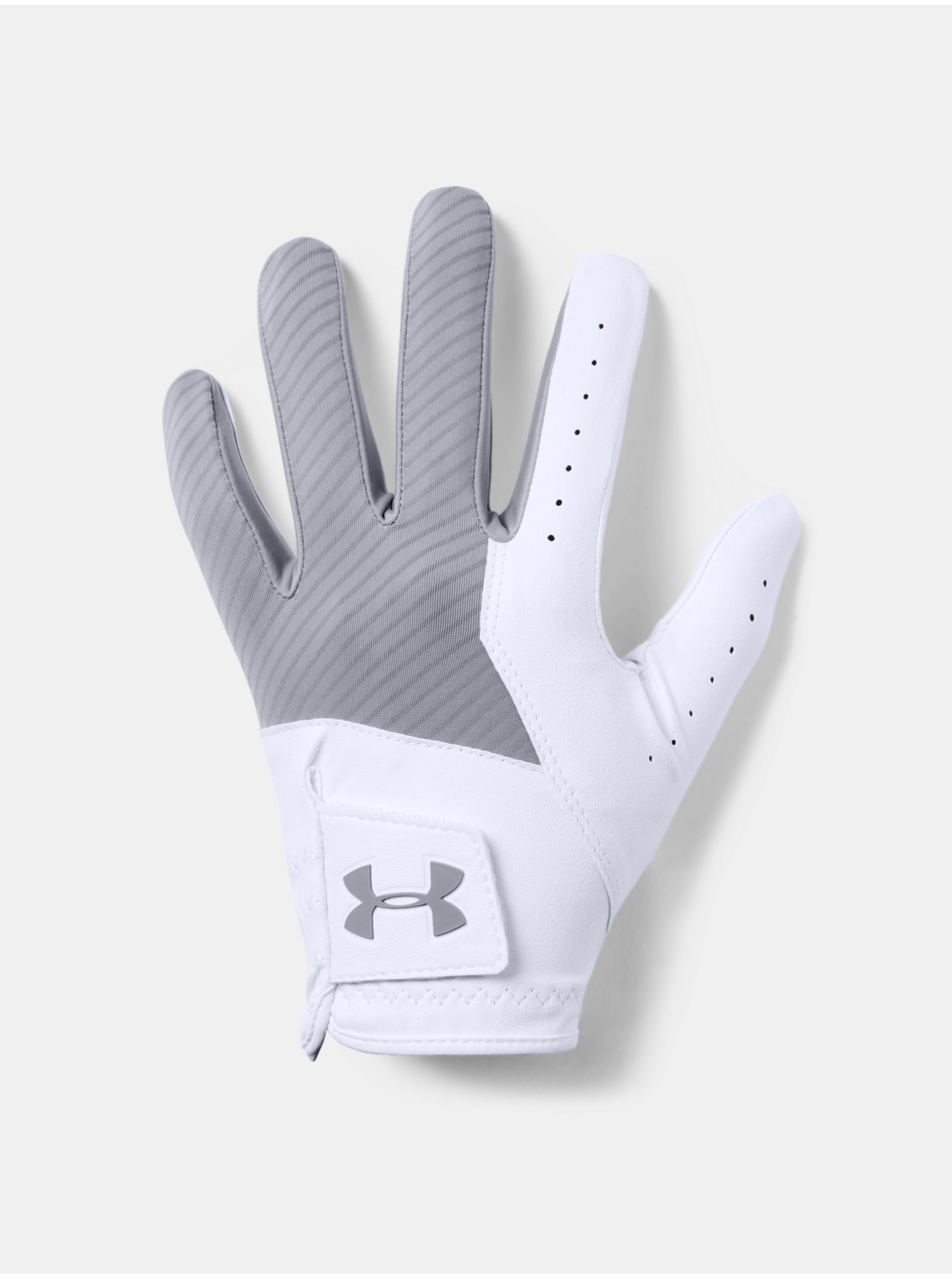 Levně Bílo-šedé pánské sportovní rukavice Under Armour UA Medal Golf