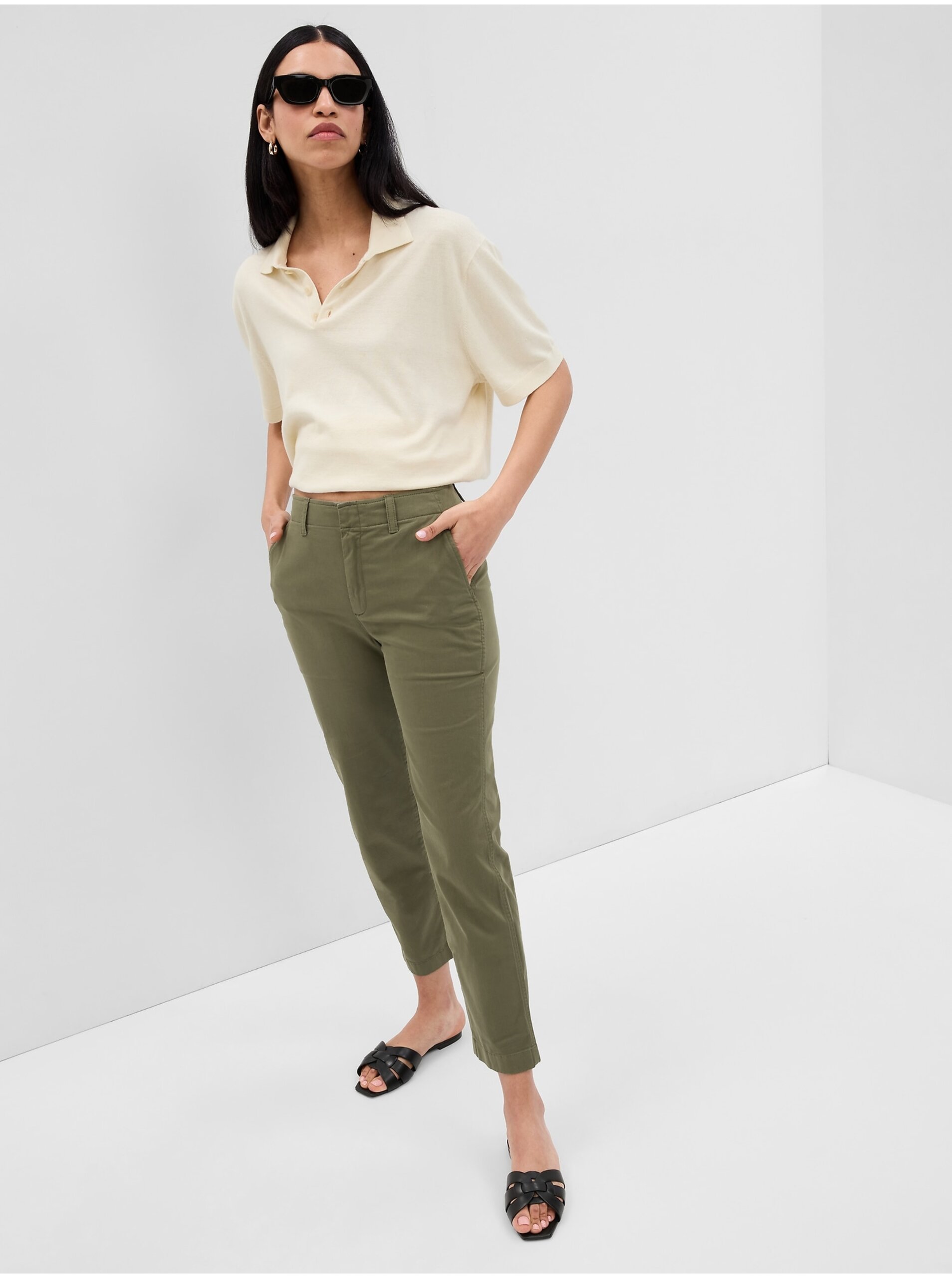 E-shop Zelené dámské chino kalhoty GAP
