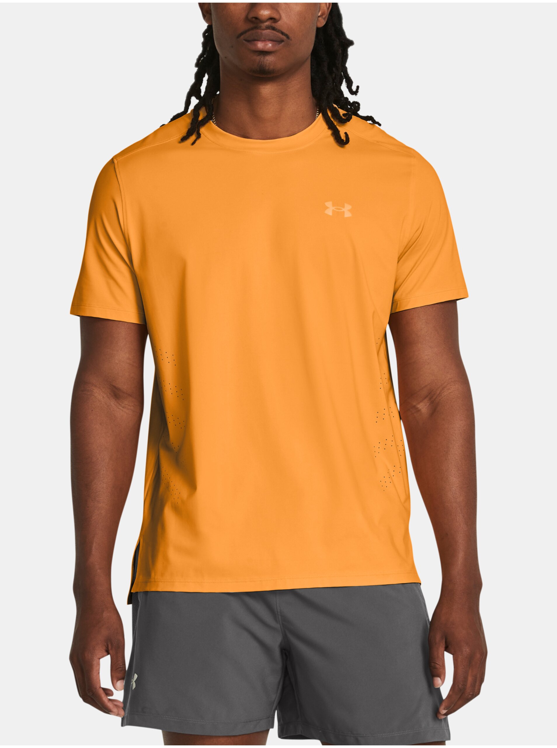 Lacno Oranžové pánske športové tričko Under Armour UA Launch Elite Shortsleeve