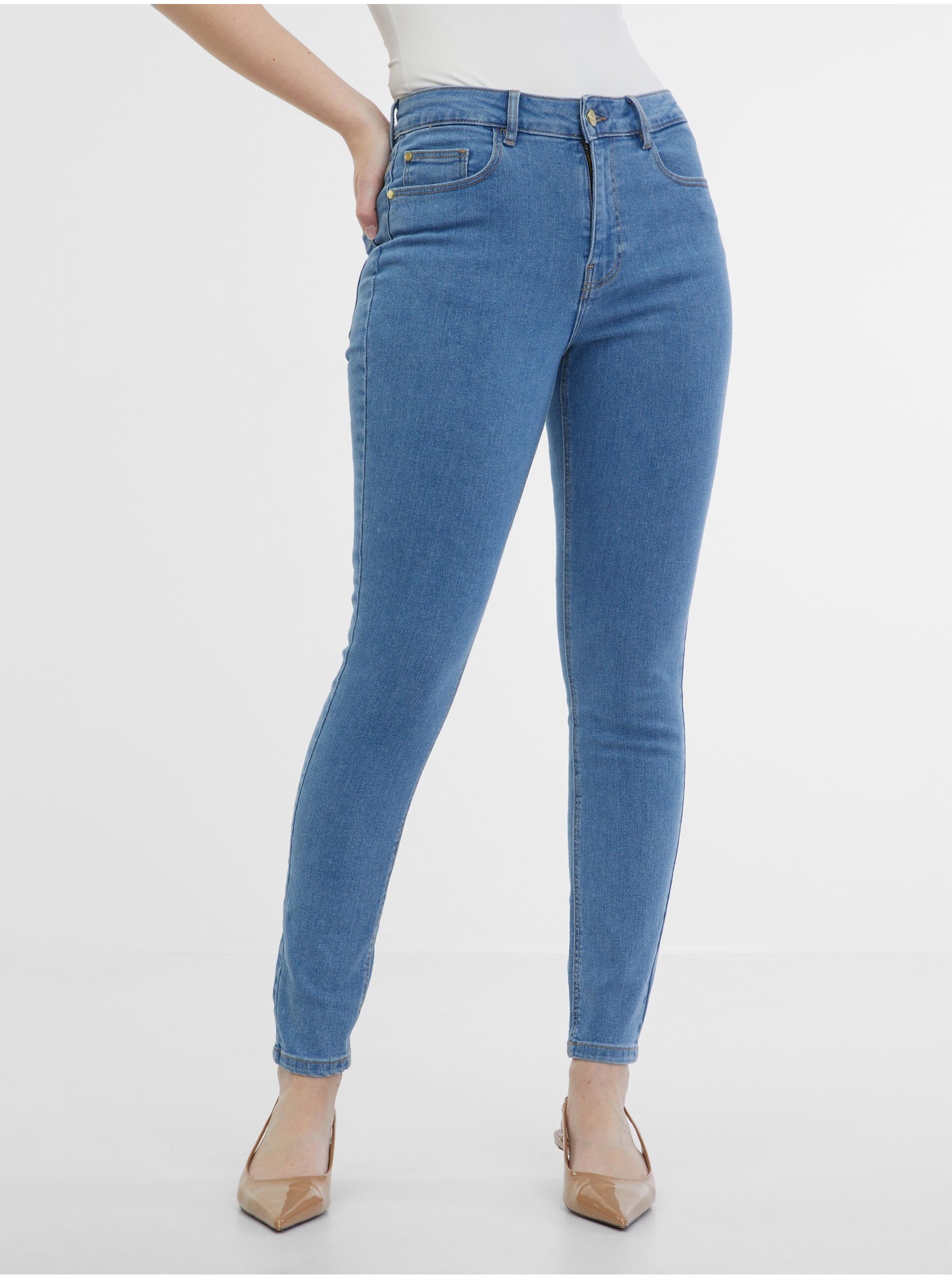 E-shop Světle modré dámské skinny fit džíny ORSAY
