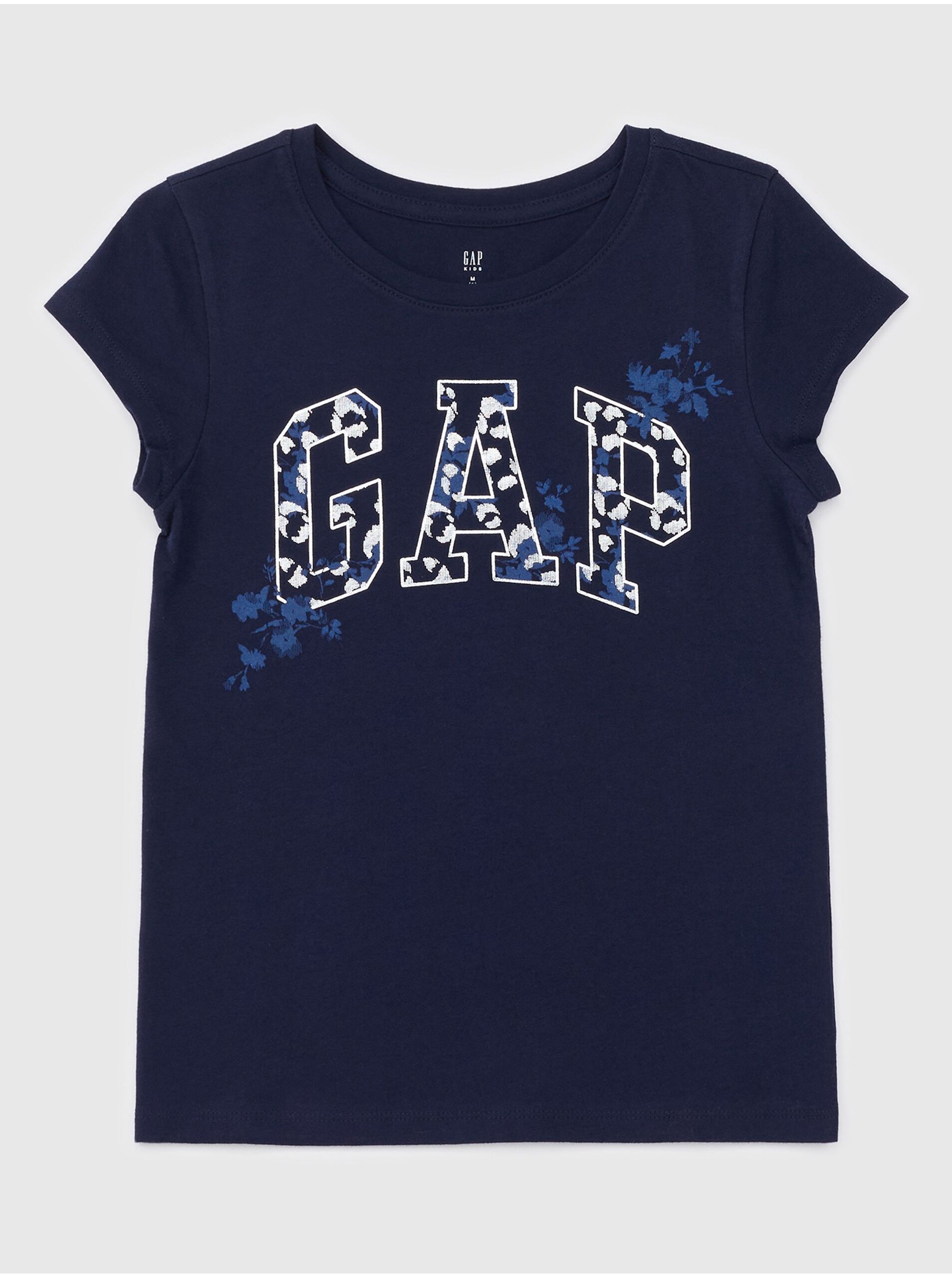 Lacno Tmavomodré dievčenské tričko s potlačou GAP