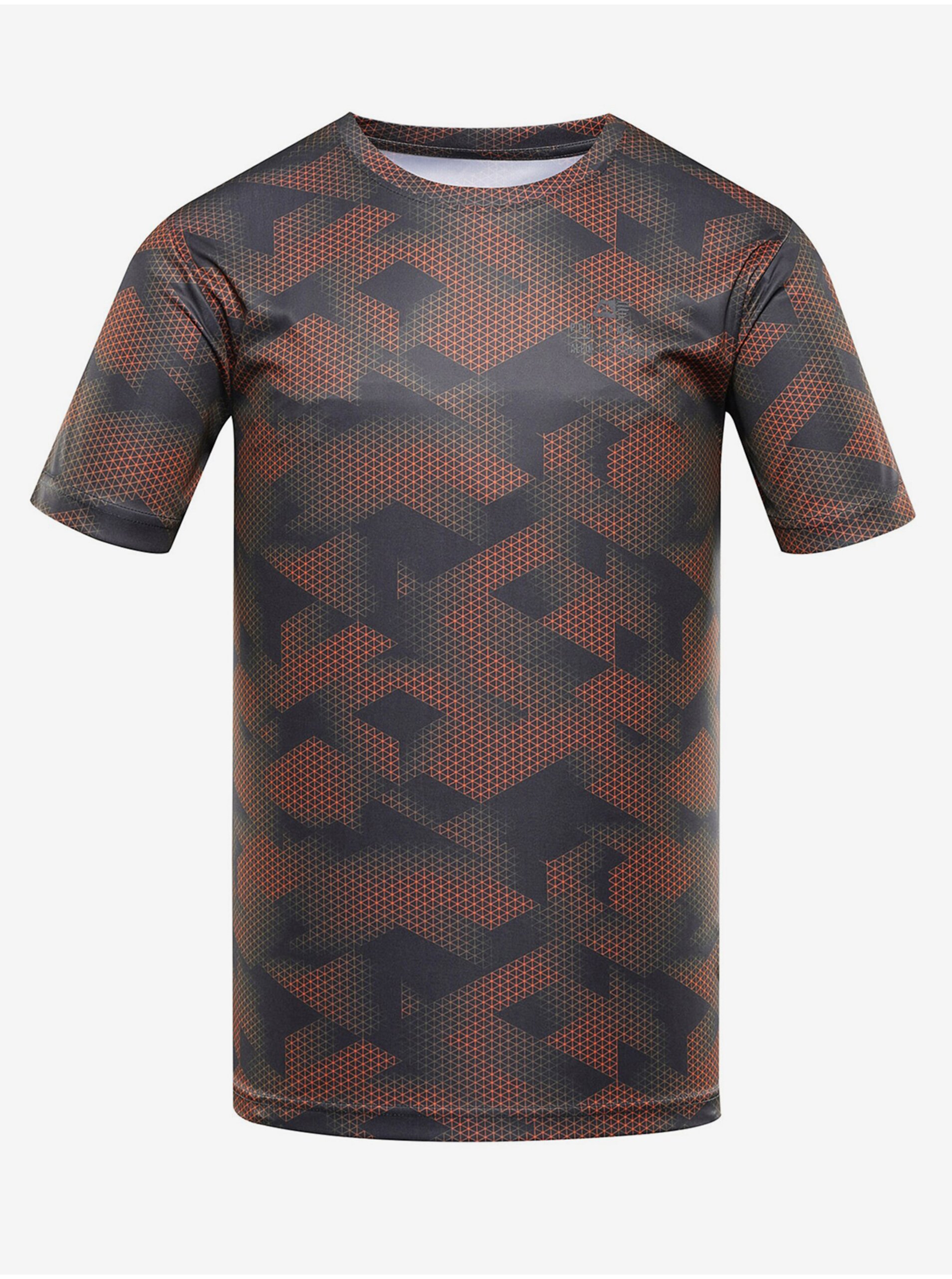 Lacno Sivo-oranžové pánske vzorované športové tričko ALPINE PRO Quatr