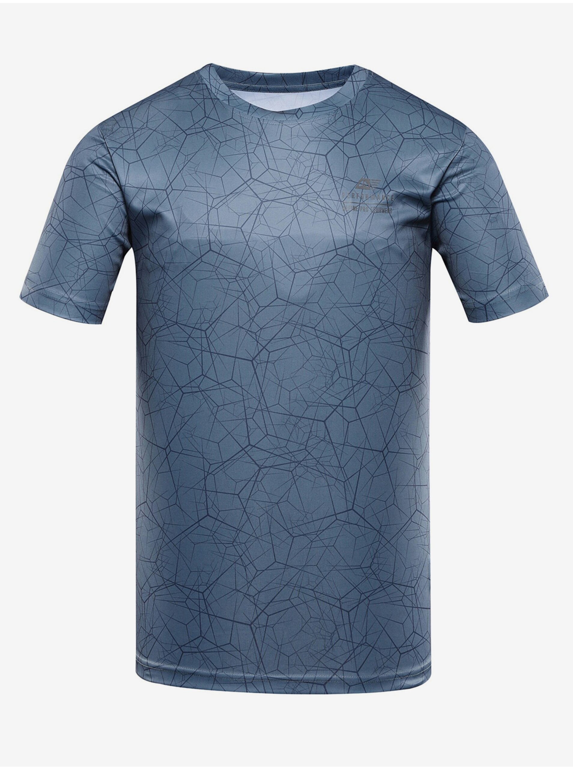 Lacno Modré pánske vzorované športové tričko ALPINE PRO Quatr