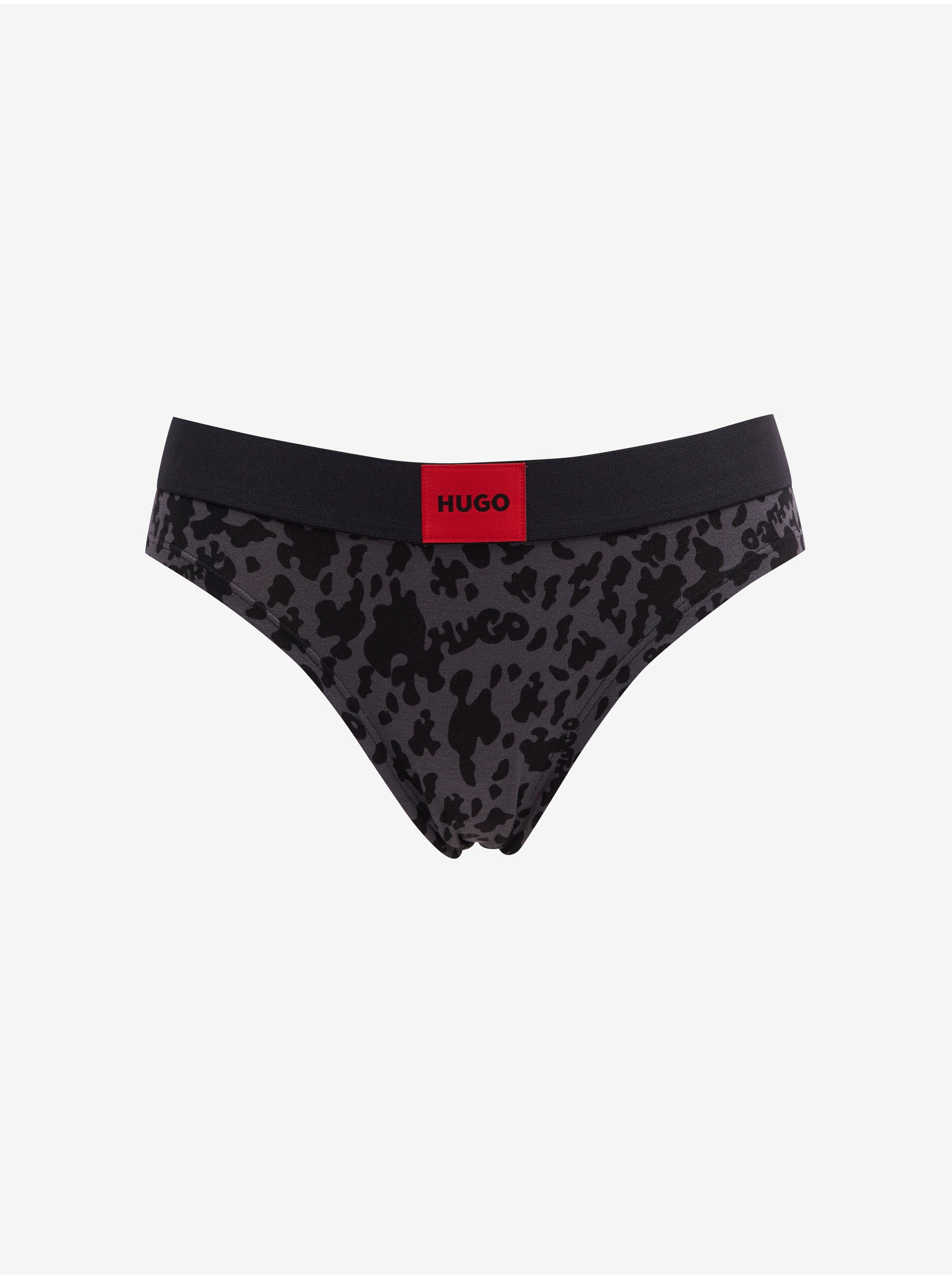 E-shop Černo-šedé dámské vzorované kalhotky HUGO