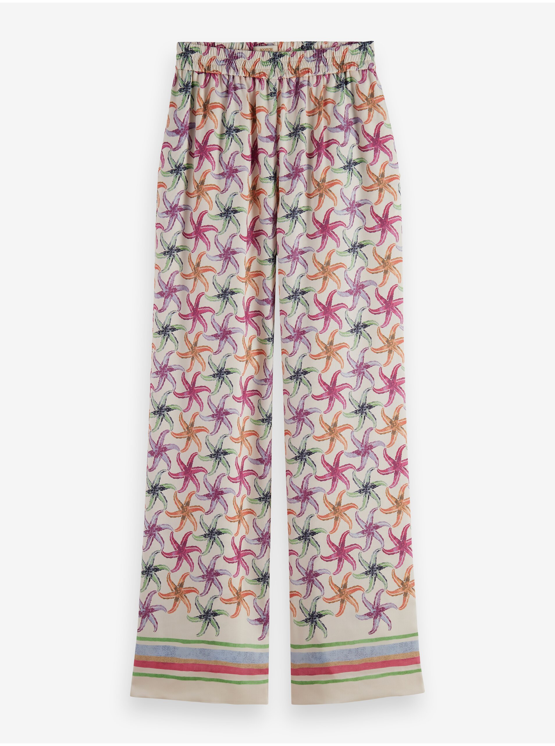 Lacno Krémové dámske vzorované nohavice Scotch & Soda Gia Starfish