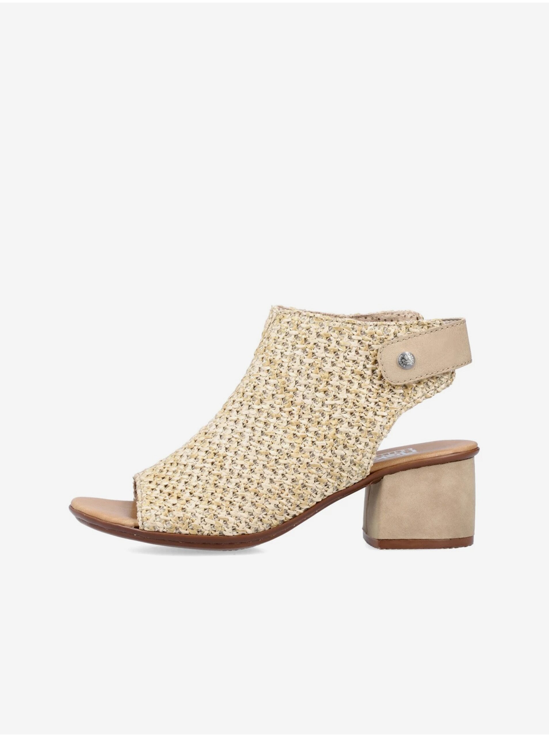E-shop Béžové dámské sandálky na podpatku Rieker