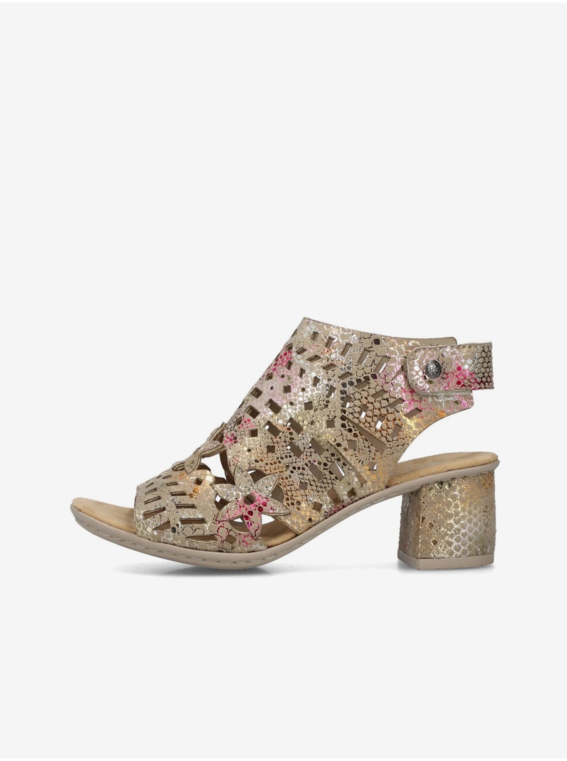 E-shop Hnedé dámske sandálky na podpätku Rieker