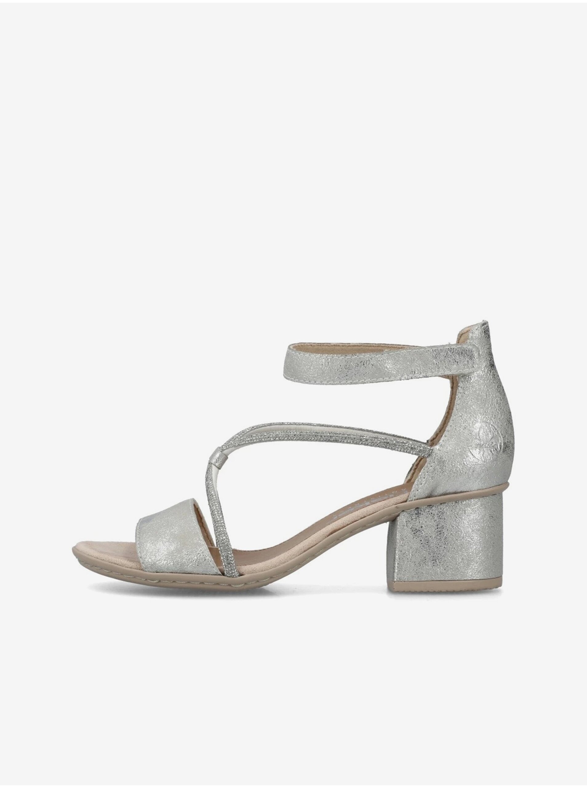 Levně Dámské sandálky ve stříbrné barvě Rieker