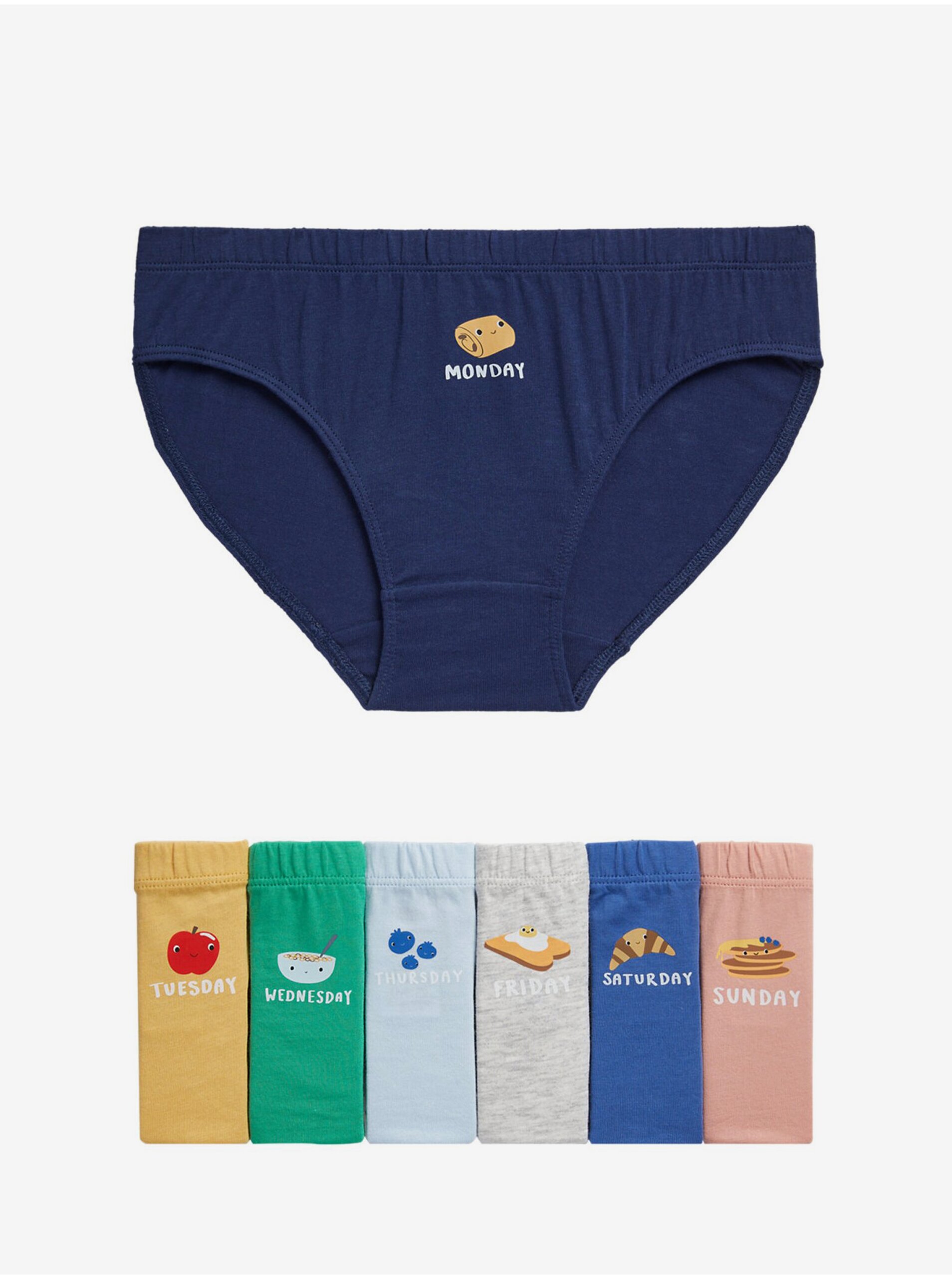 Levně Sada sedmi barevných klučičích kalhotek s motivem dnů v týdnu Marks & Spencer