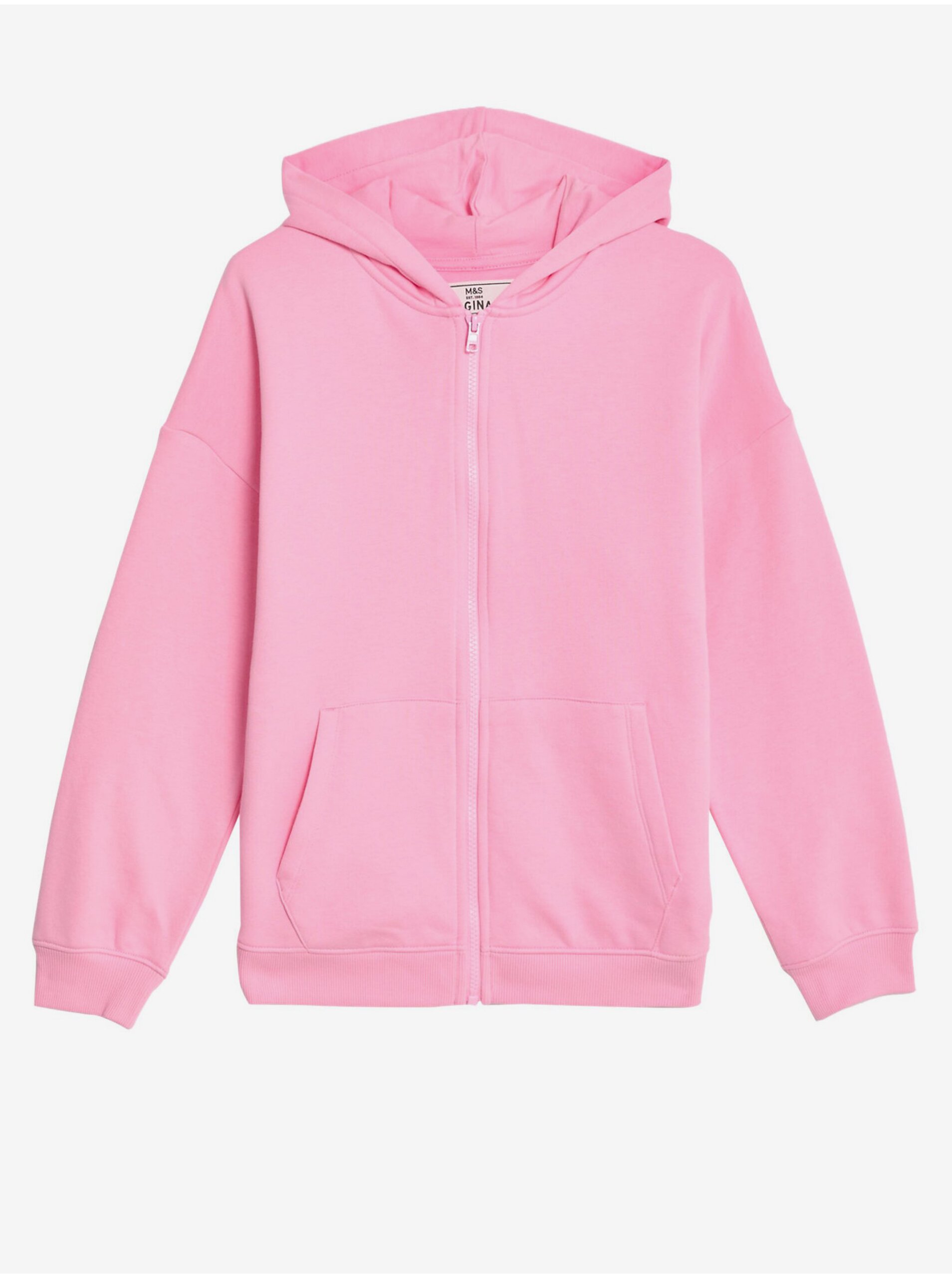 Lacno Ružová dievčenská mikina na zips s kapucňou Marks & Spencer
