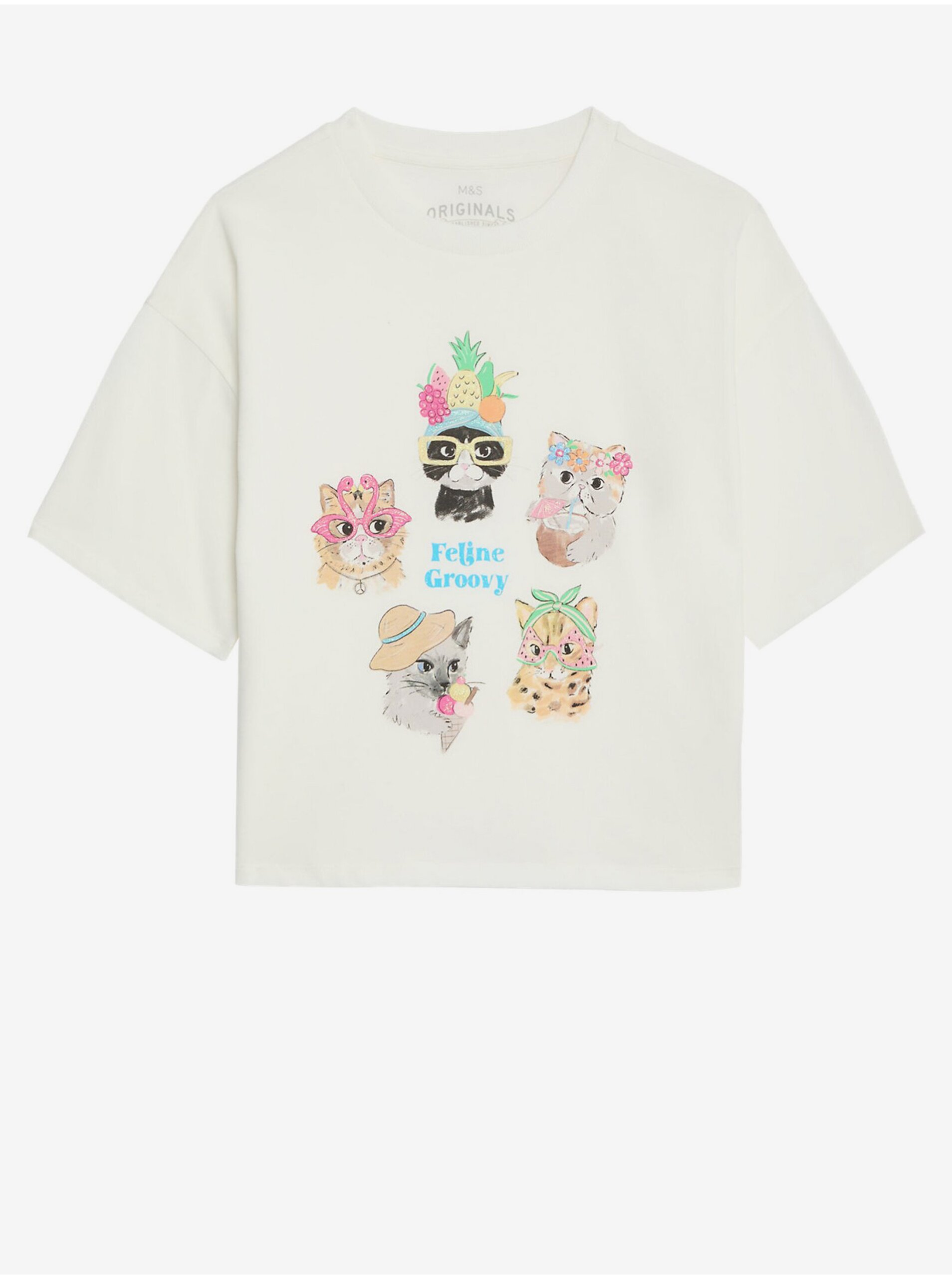 Lacno Krémové dievčenské tričko s potlačou Marks & Spencer