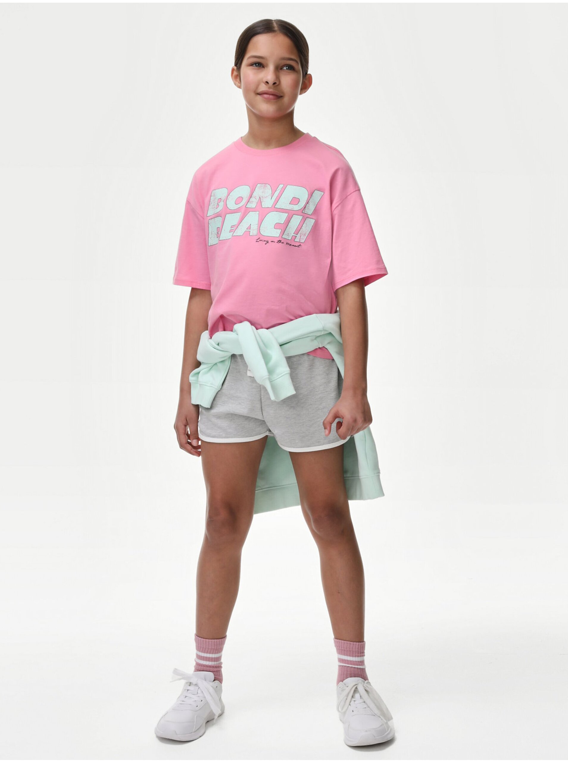 Levně Růžové holčičí tričko s nápisem Marks & Spencer