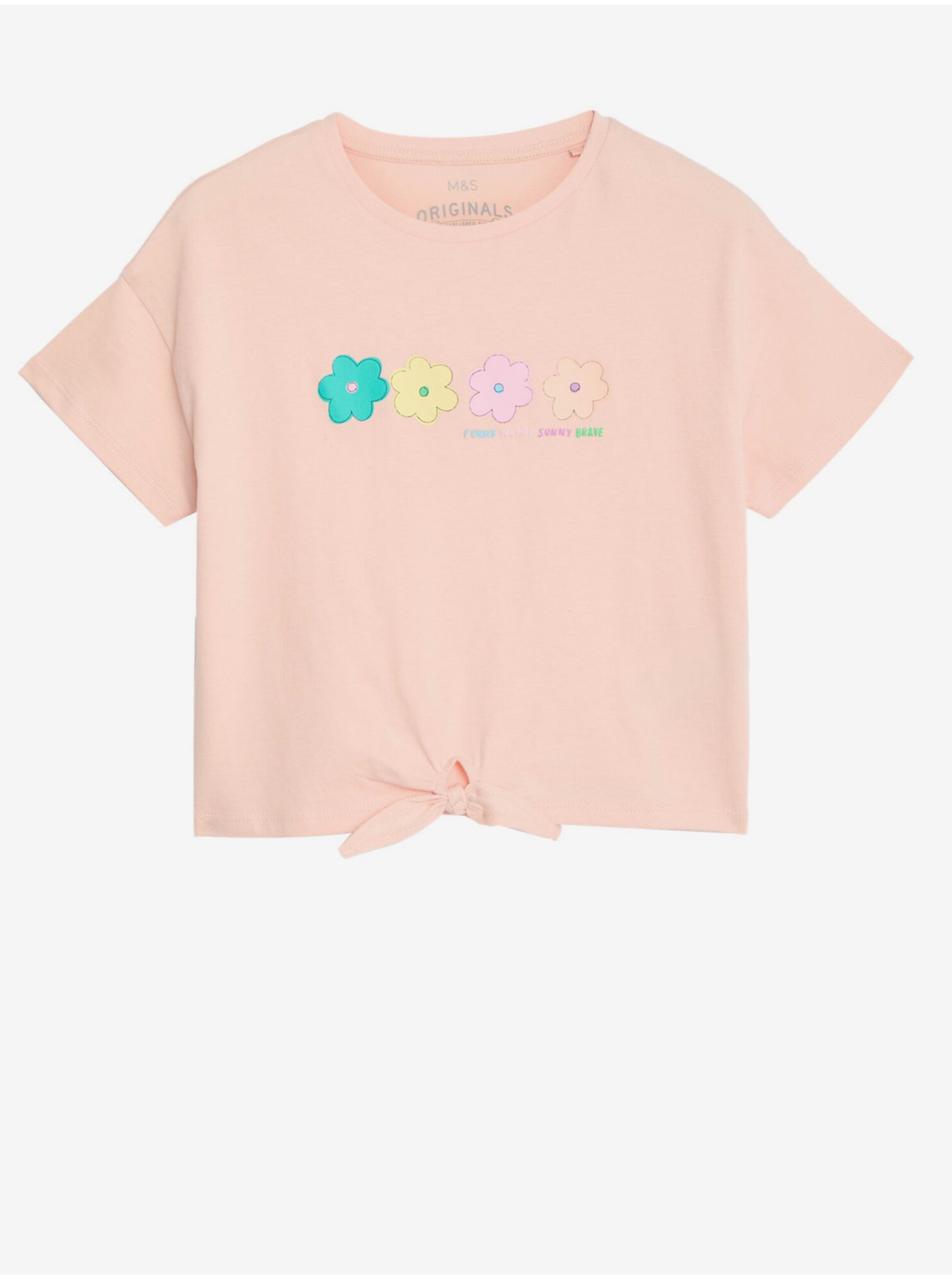 Levně Růžové holčičí tričko s potiskem Marks & Spencer