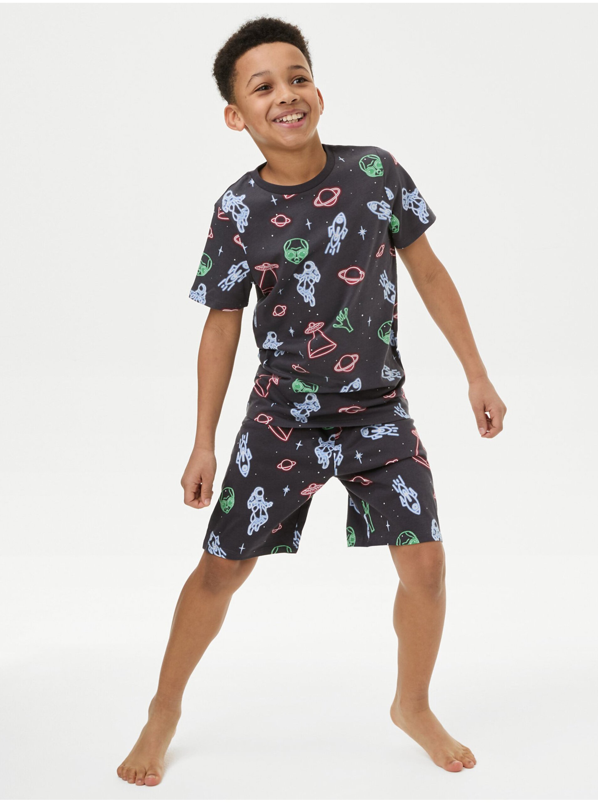 Lacno Šedé chlapčenské pyžamo s motívom vesmíru Marks & Spencer