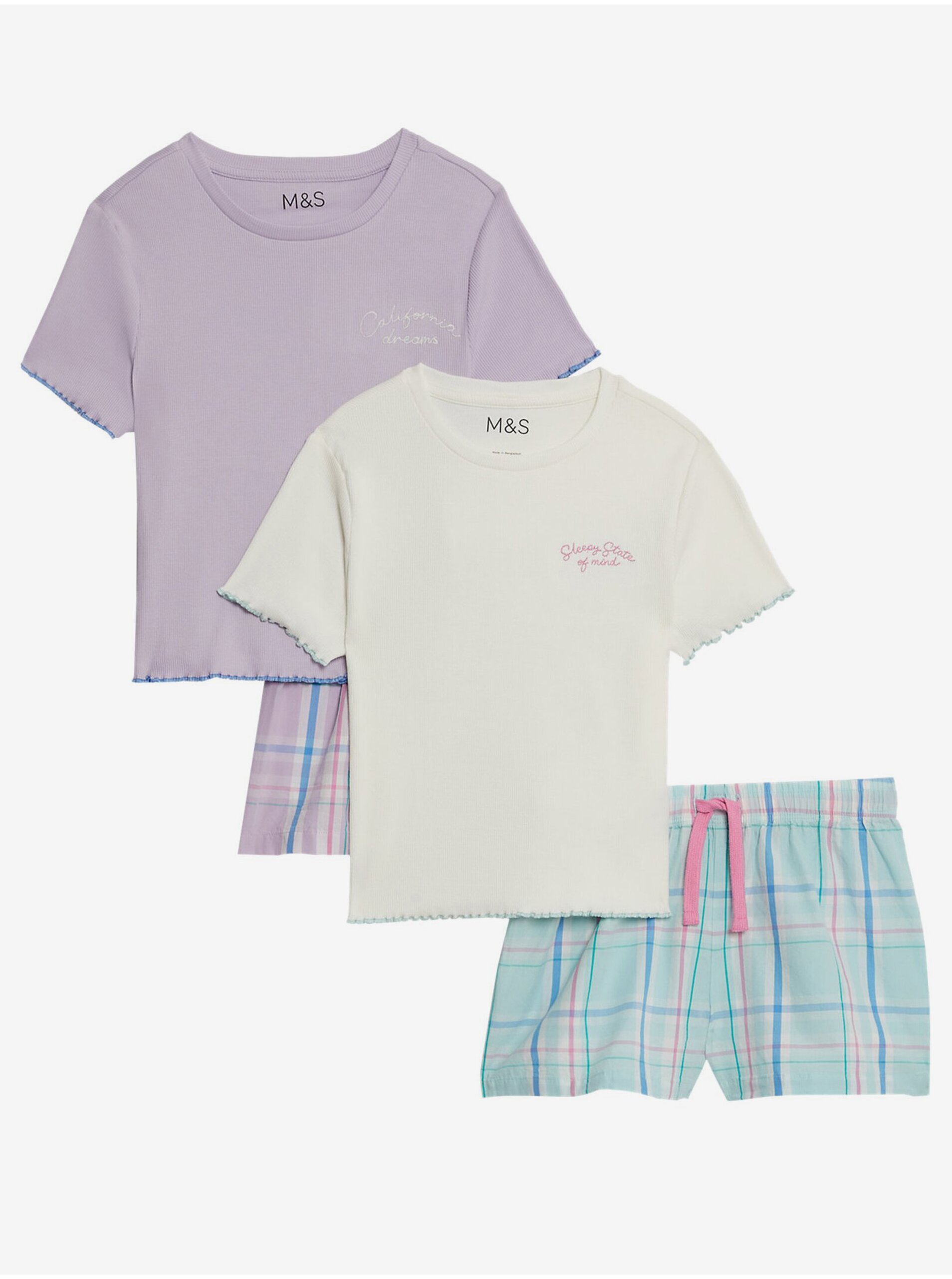 Lacno Súprava dvoch farebných dievčenských pyžamových súprav Marks & Spencer