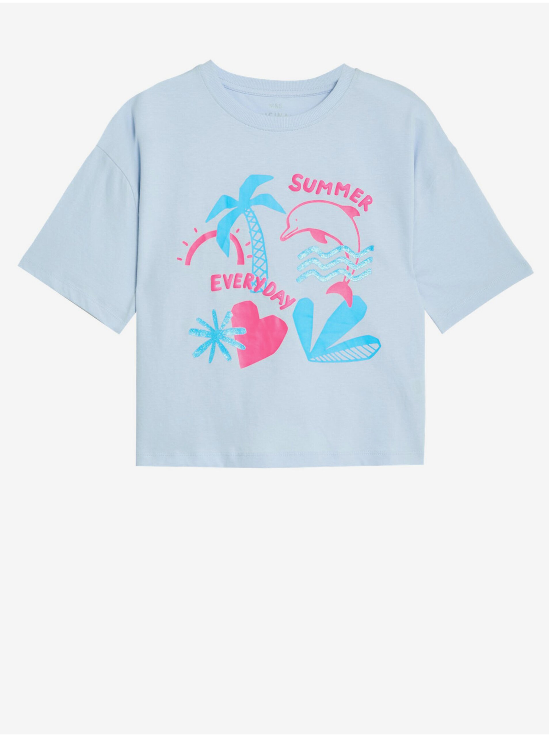 Lacno Svetlomodré dievčenské tričko Marks & Spencer