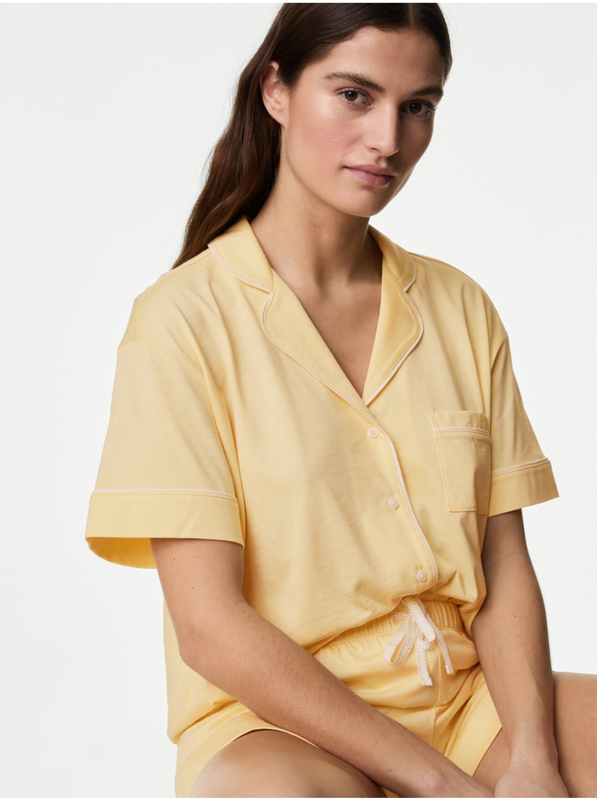 Levně Žluté dámské pyžamo Marrks & Spencer Cool Comfort™