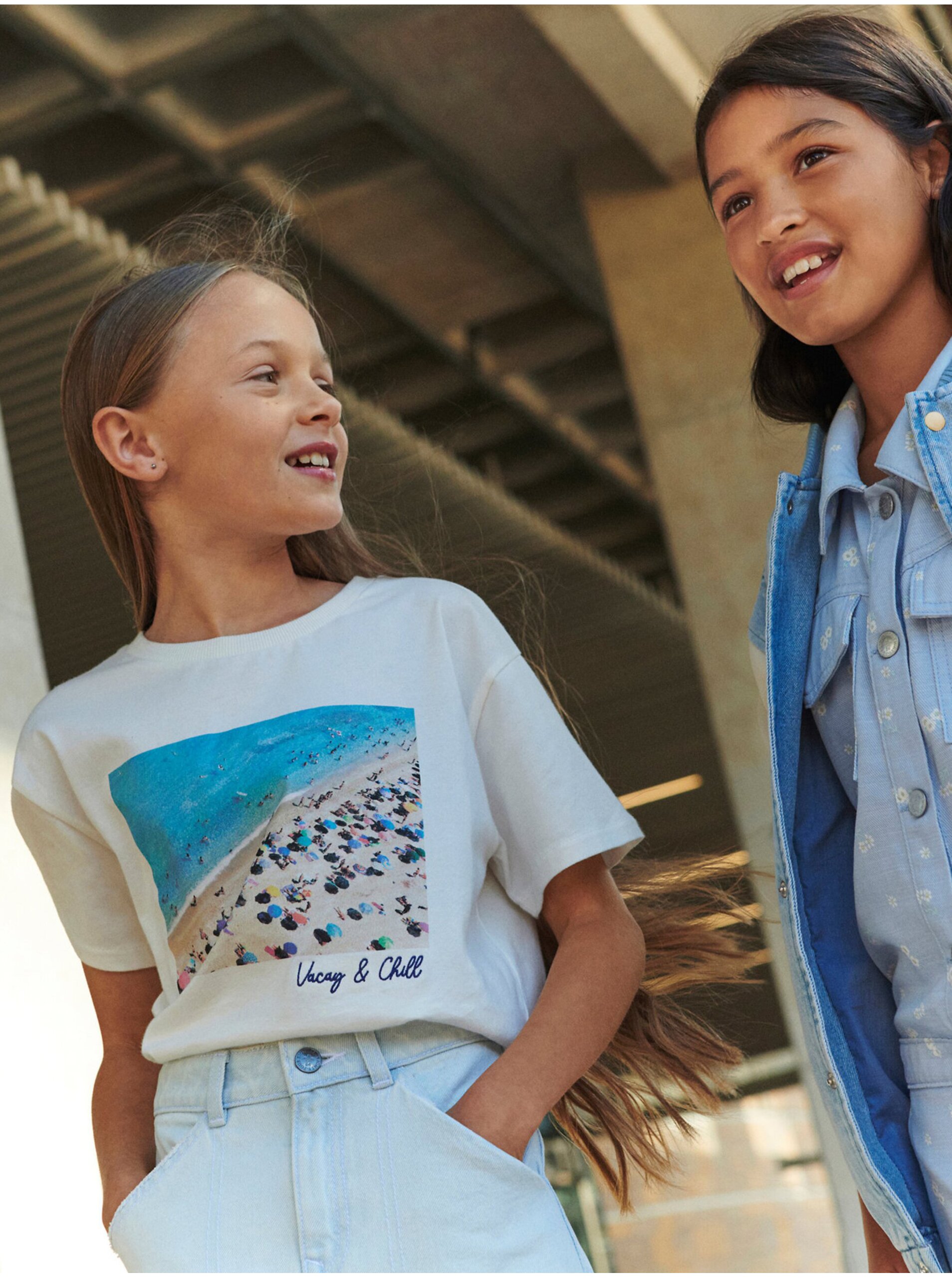Lacno Krémové dievčenské tričko z čistej bavlny Marks & Spencer