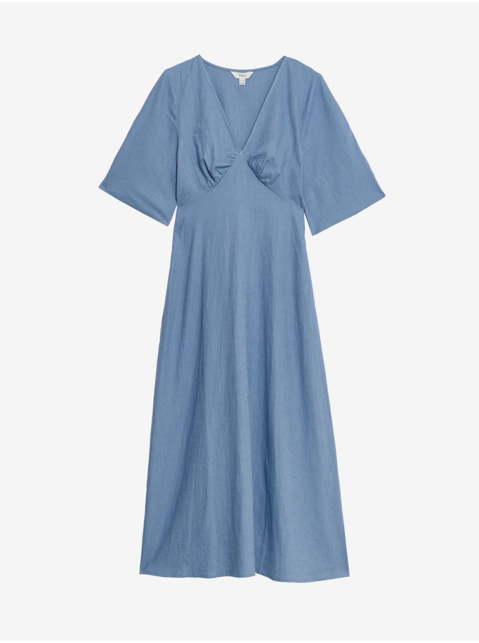 Levně Modré dámské midi šaty Marks & Spencer