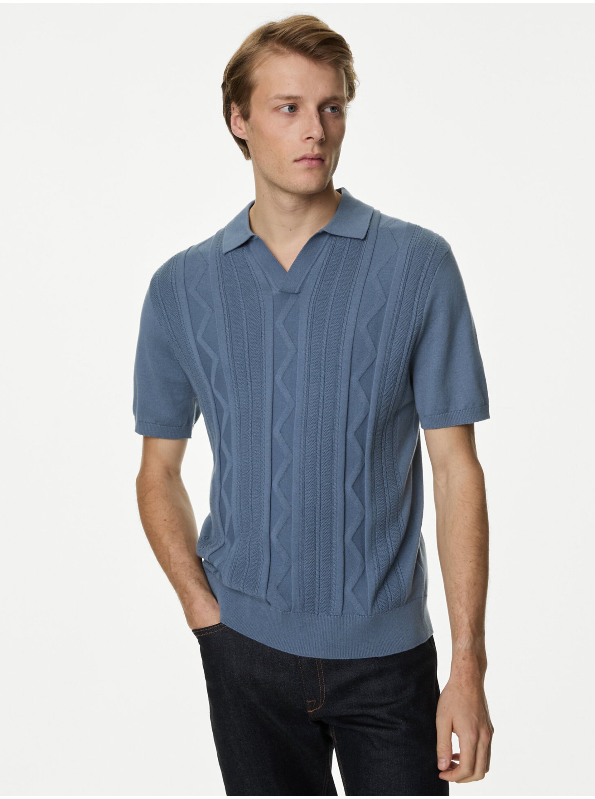 E-shop Modré pánské polo tričko Marks & Spencer