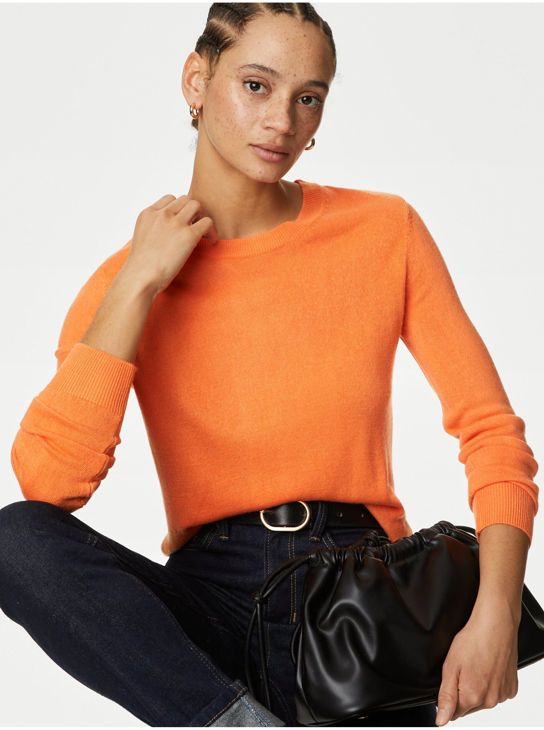 Levně Oranžový dámský svetr Marks & Spencer