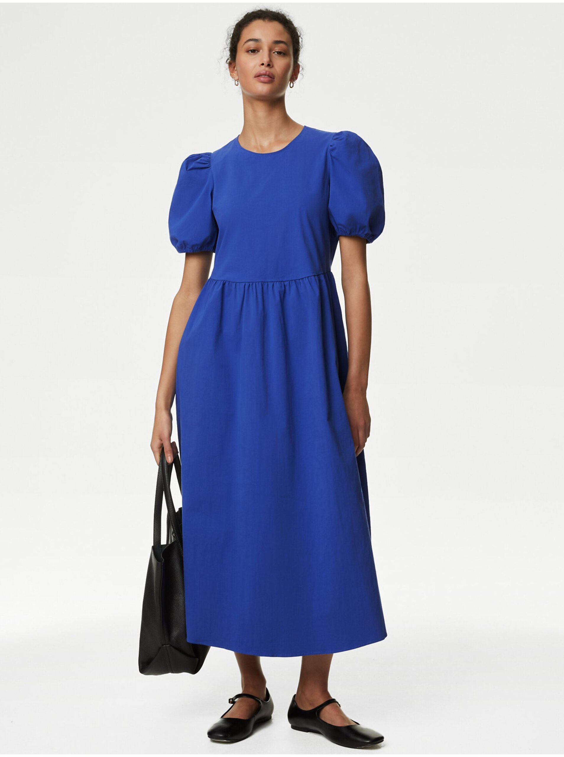 Levně Modré dámské midi šaty Marks & Spencer