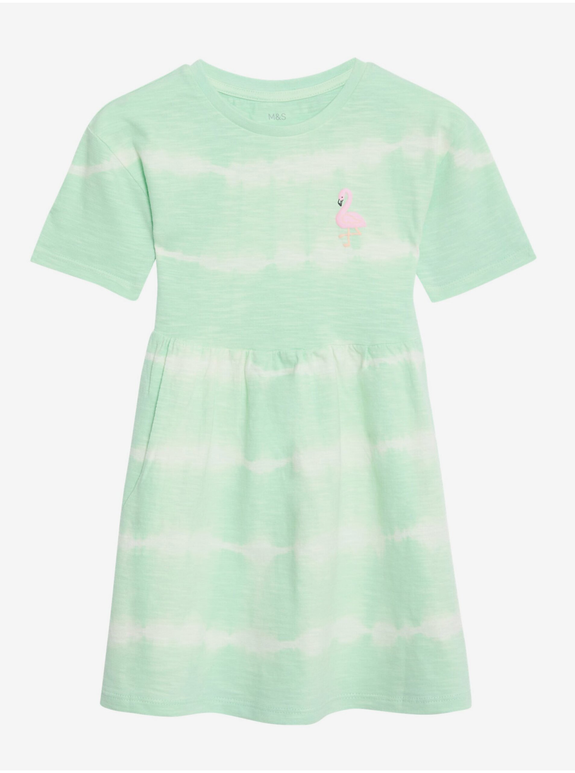 Levně Světle zelené holčičí pruhované šaty Marks & Spencer