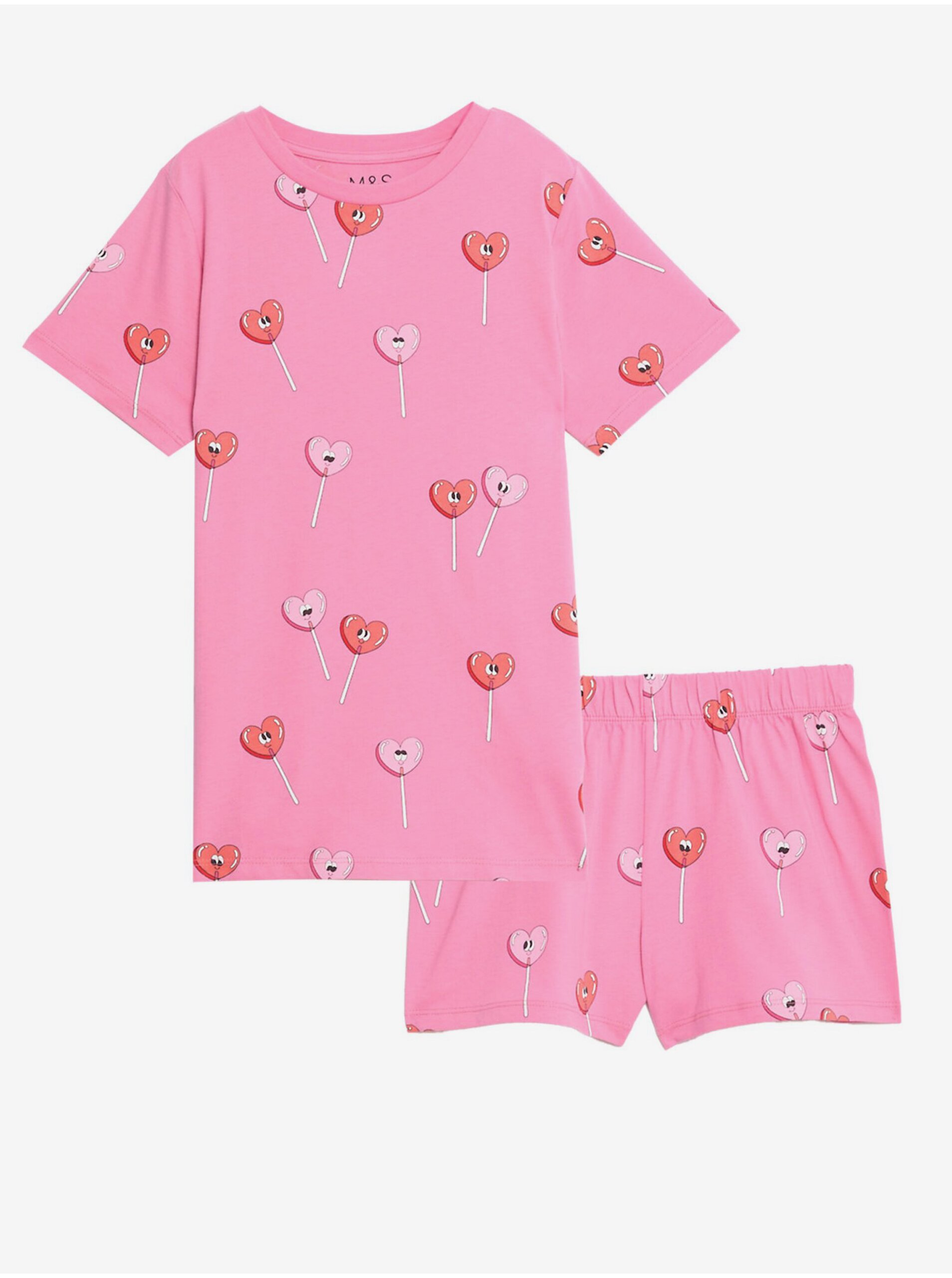 Levně Růžové holčičí vzorované pyžamo Marks & Spencer