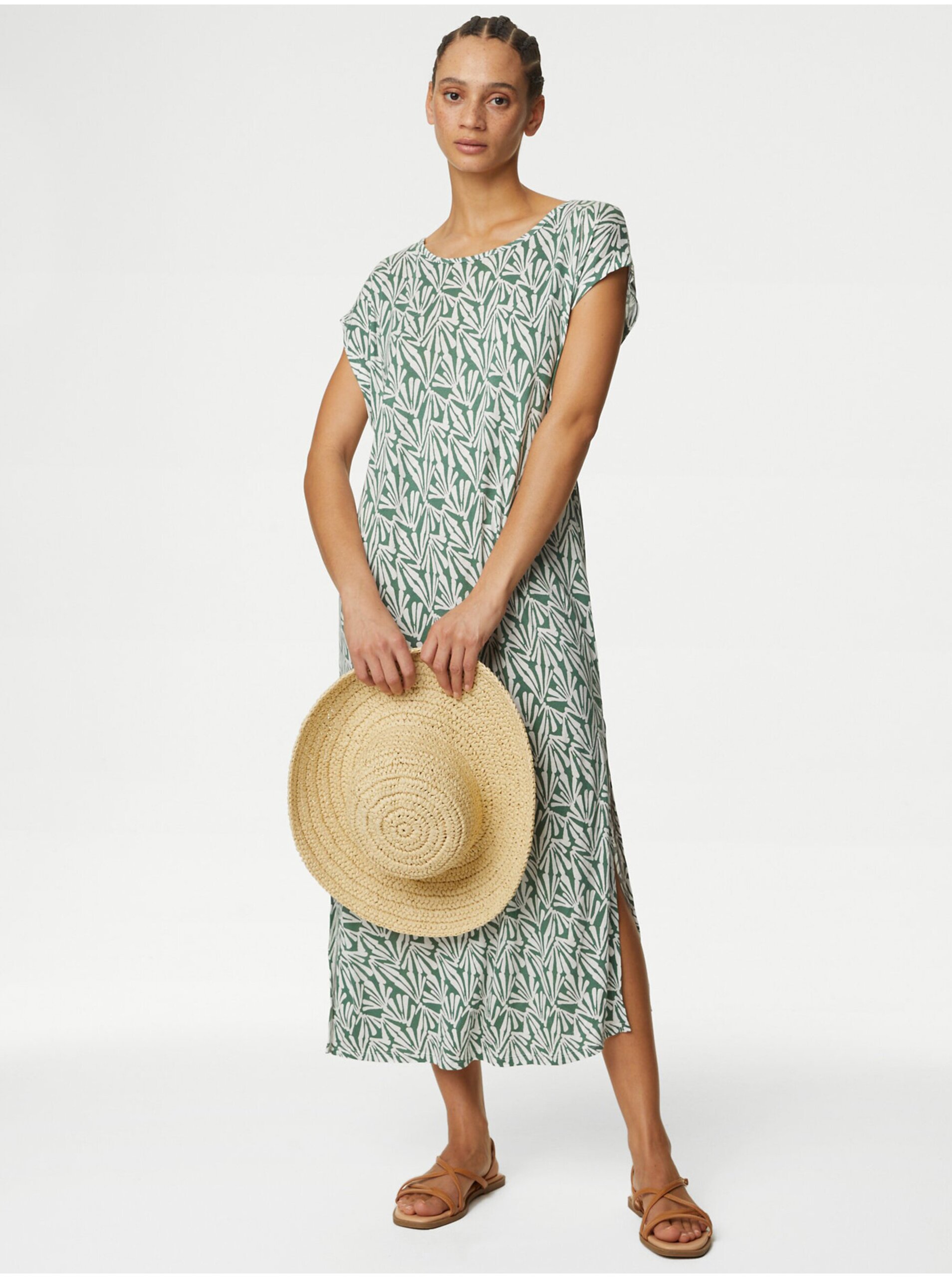 E-shop Zelené dámské žerzejové midi šaty Marks & Spencer