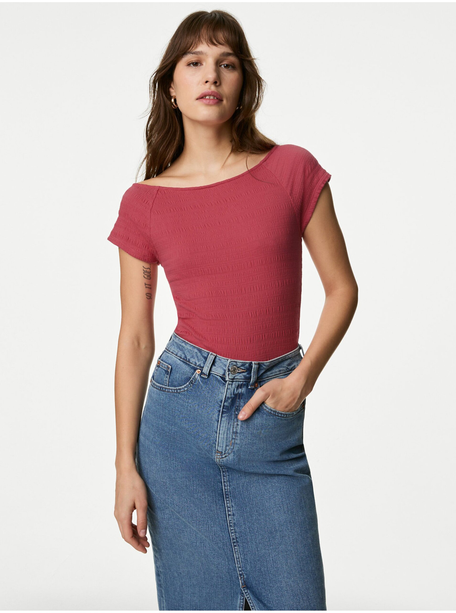 Lacno Červené dámske tričko Marks & Spencer