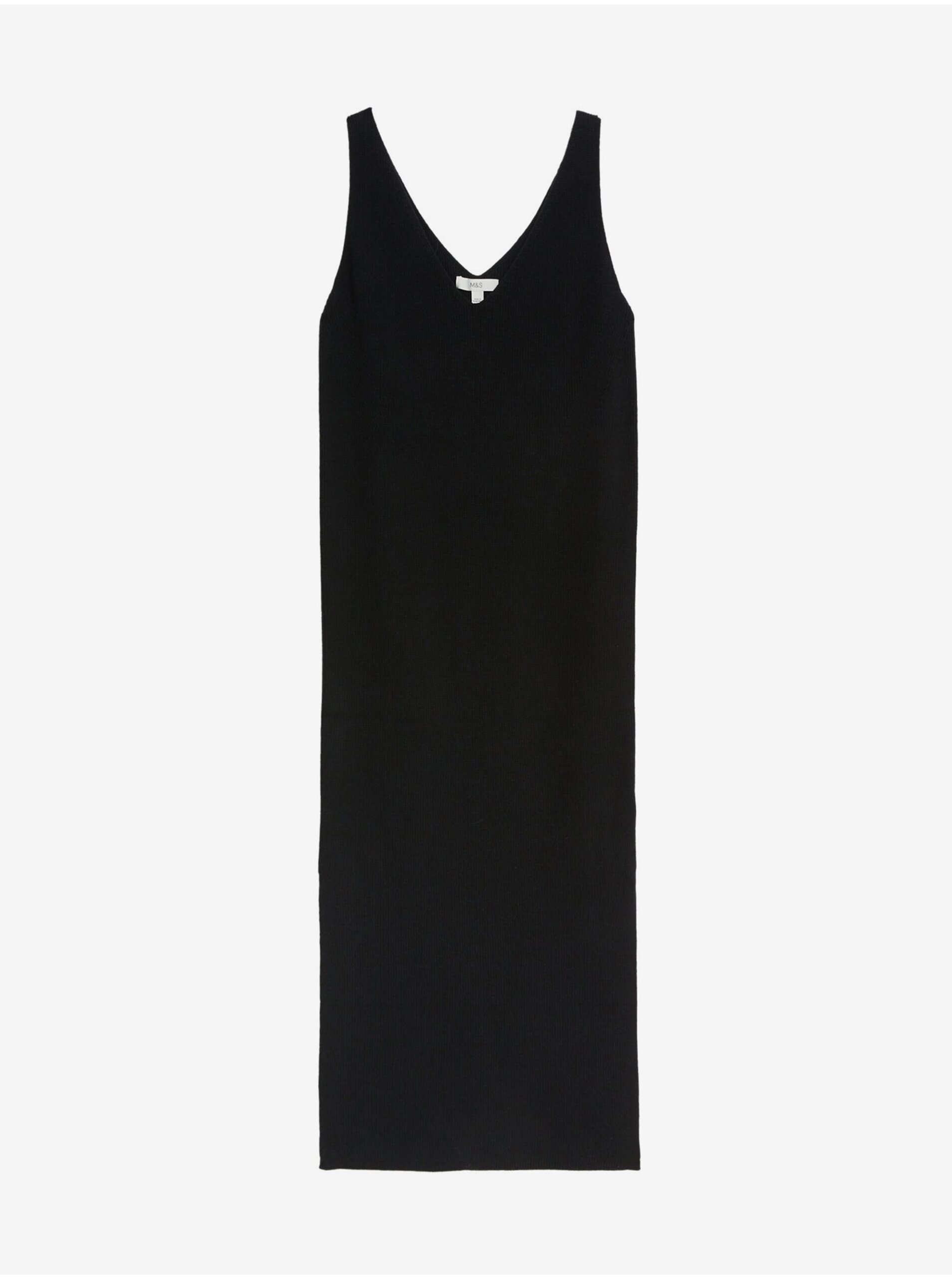 Lacno Čierne dámske pletené midi šaty Marks & Spencer