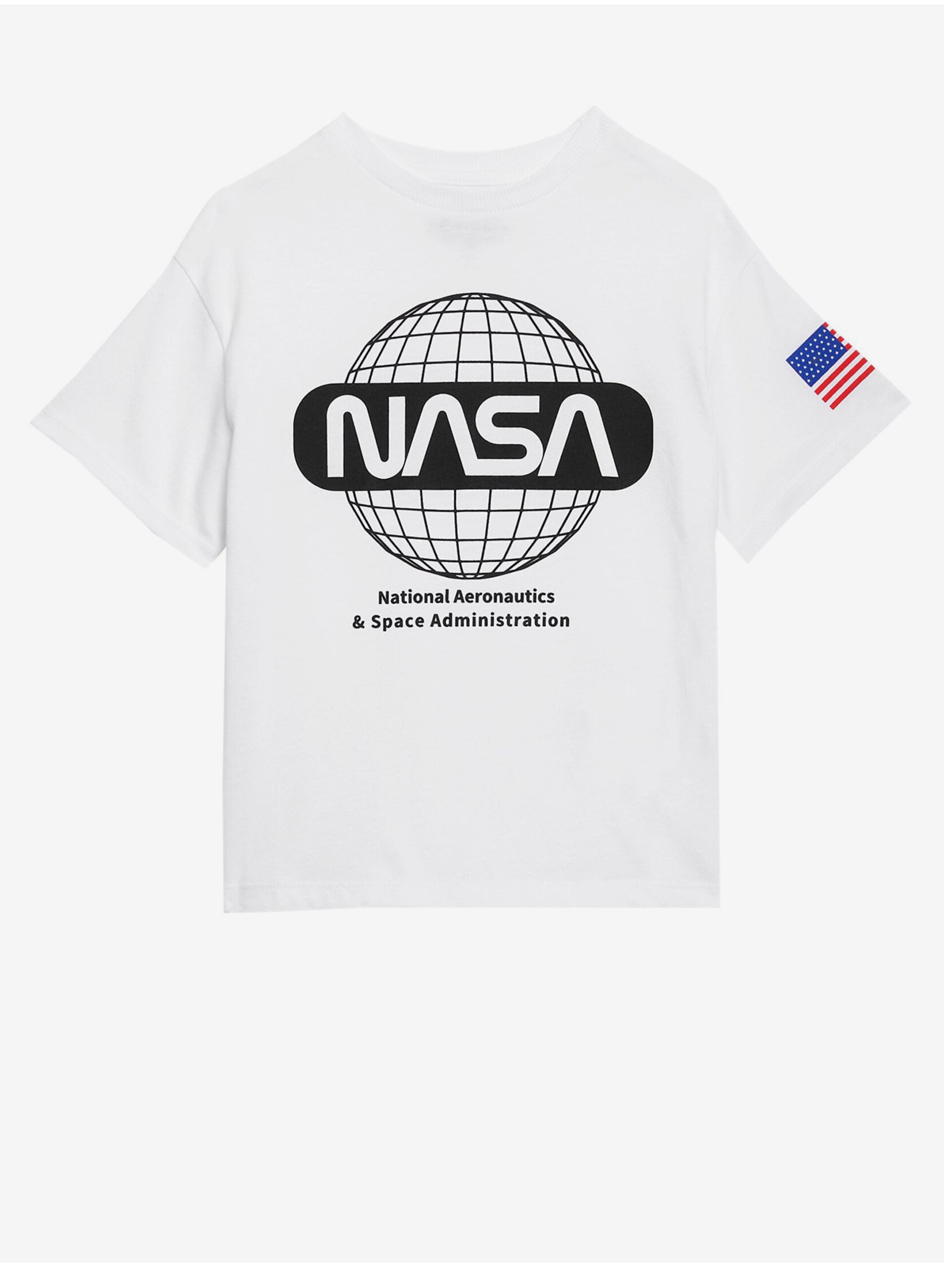 Levně Bílé klučičí tričko NASA™ z čisté bavlny Marks & Spencer