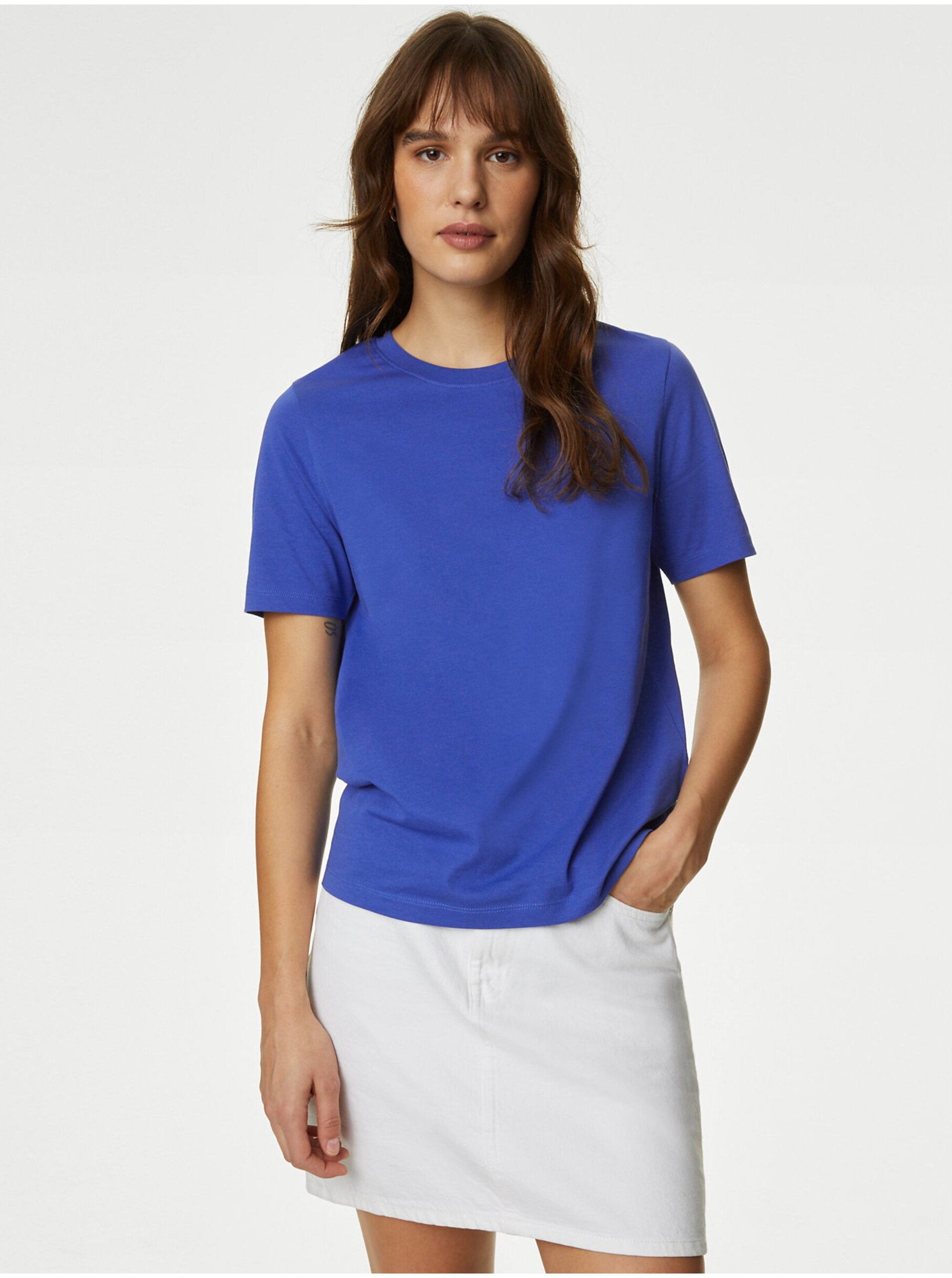Levně Modré dámské tričko Marks & Spencer