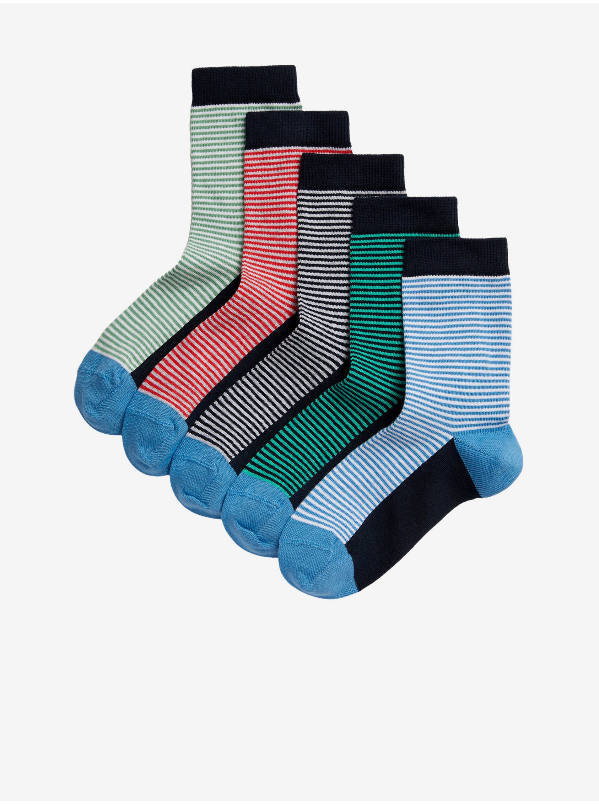 Levně Sada pěti holčičích proužkovaných ponožek Marks & Spencer
