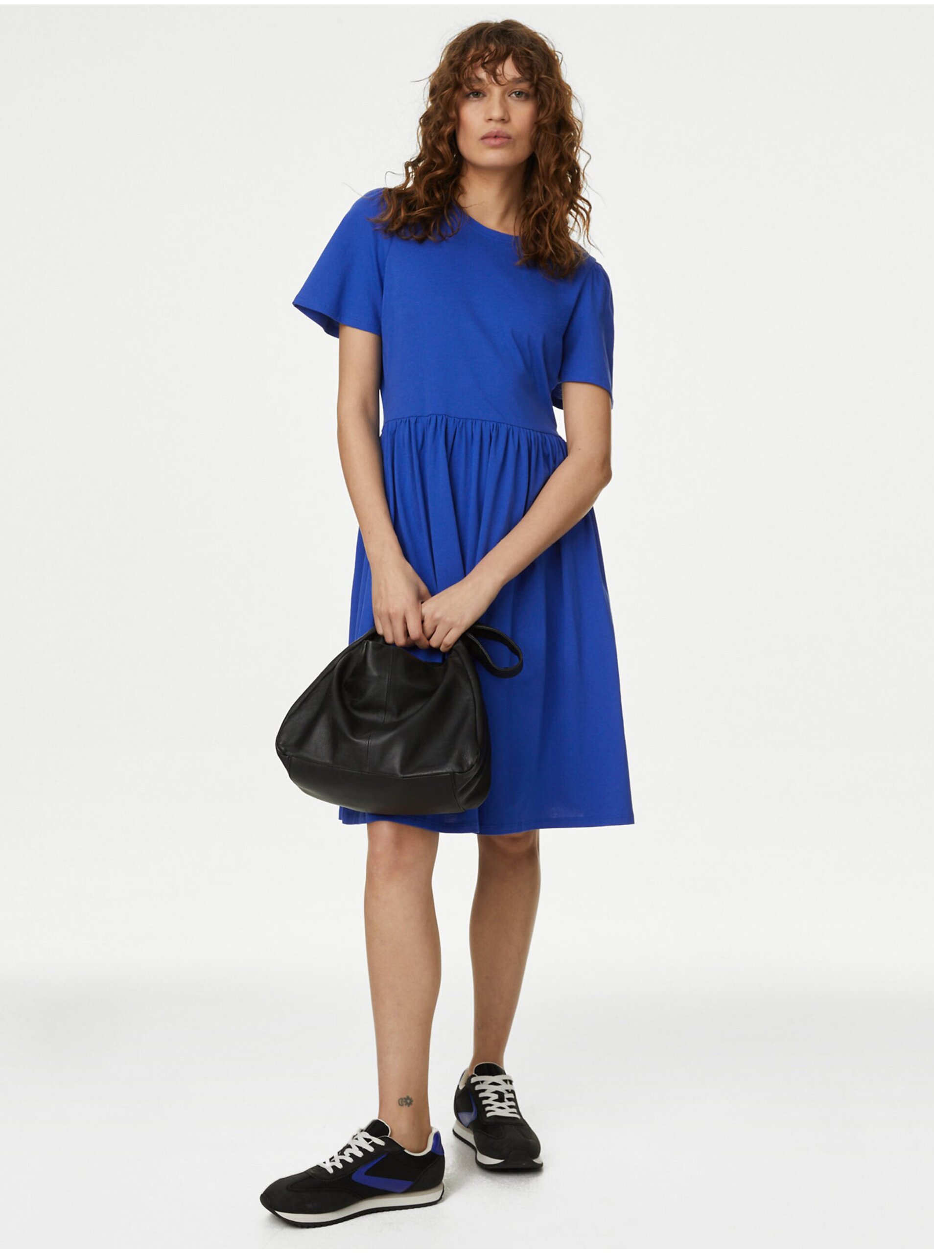 Levně Modré dámské žerzejové šaty Marks & Spencer