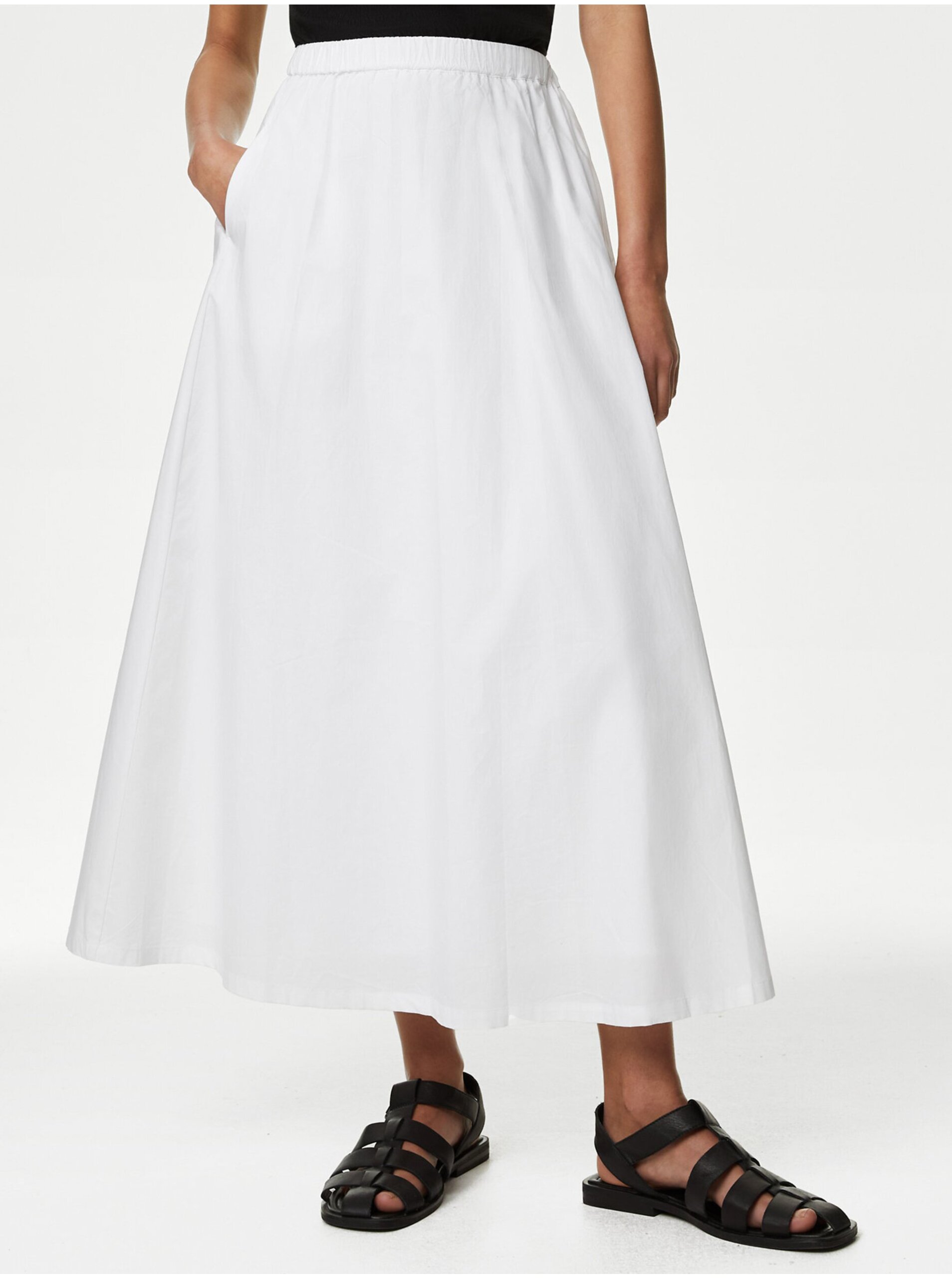 Levně Bílá dámská plisovaná midi sukně Marks & Spencer